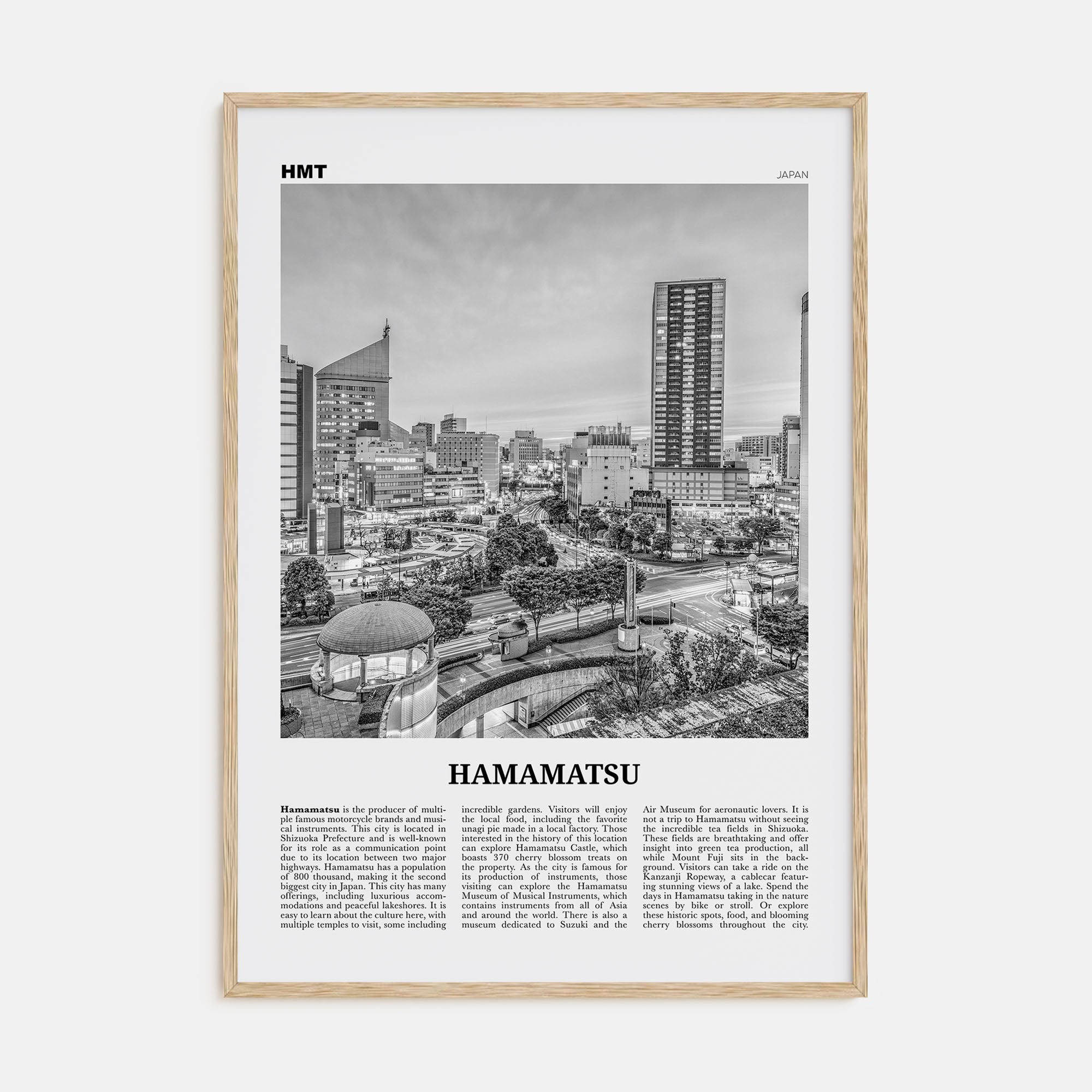 Hamamatsu Travel B&W Poster