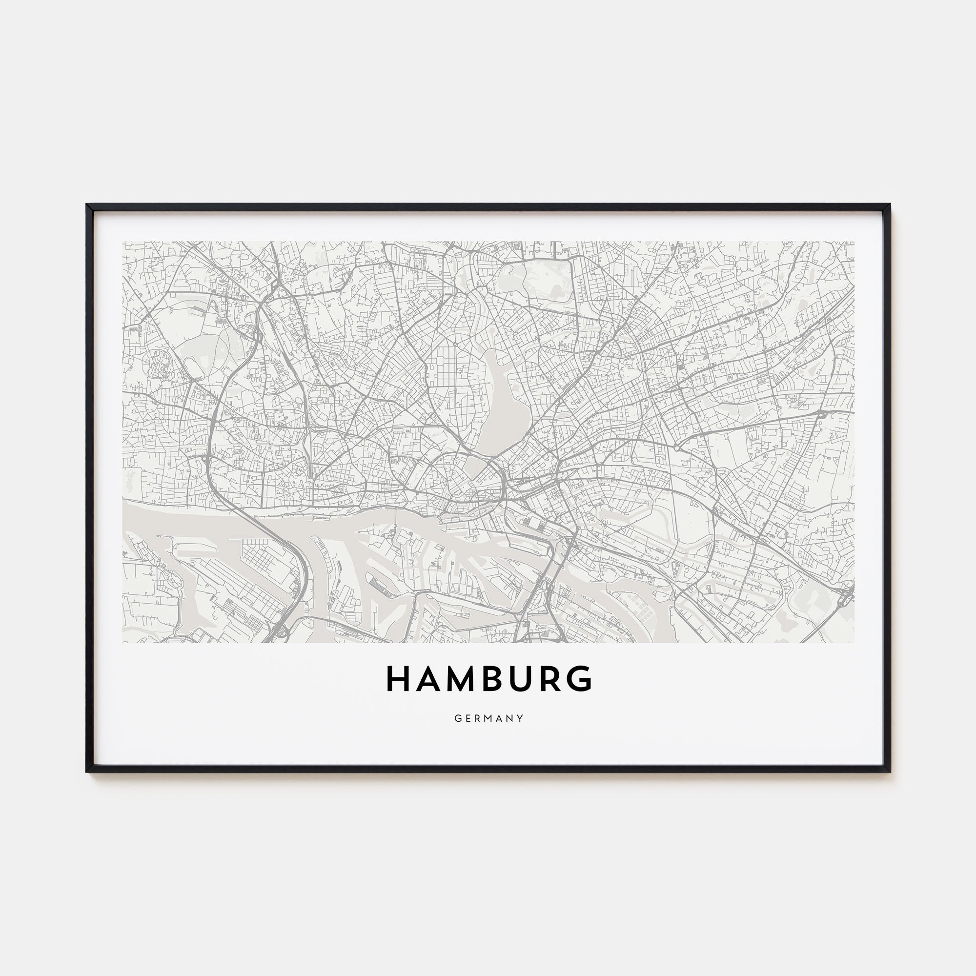 Hamburg Map Landscape Poster