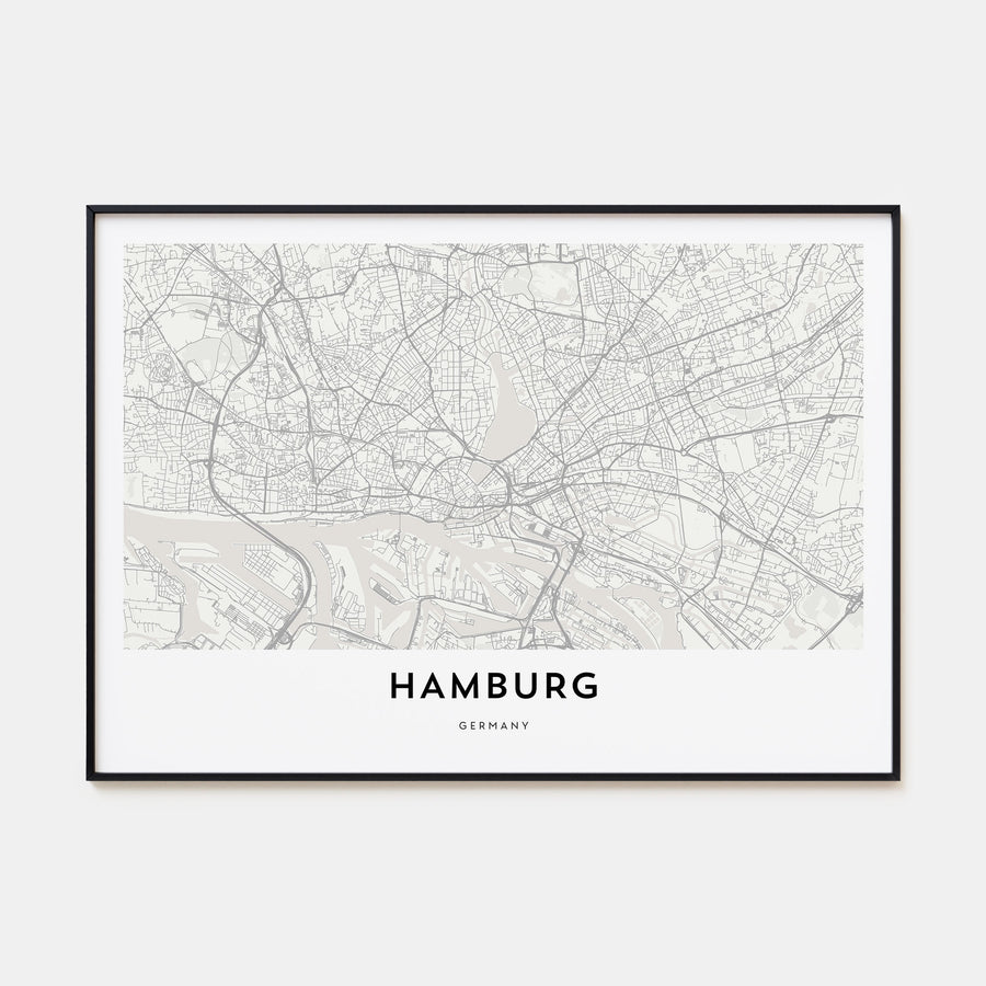 Hamburg Map Landscape Poster