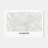 Hamburg Map Landscape Poster