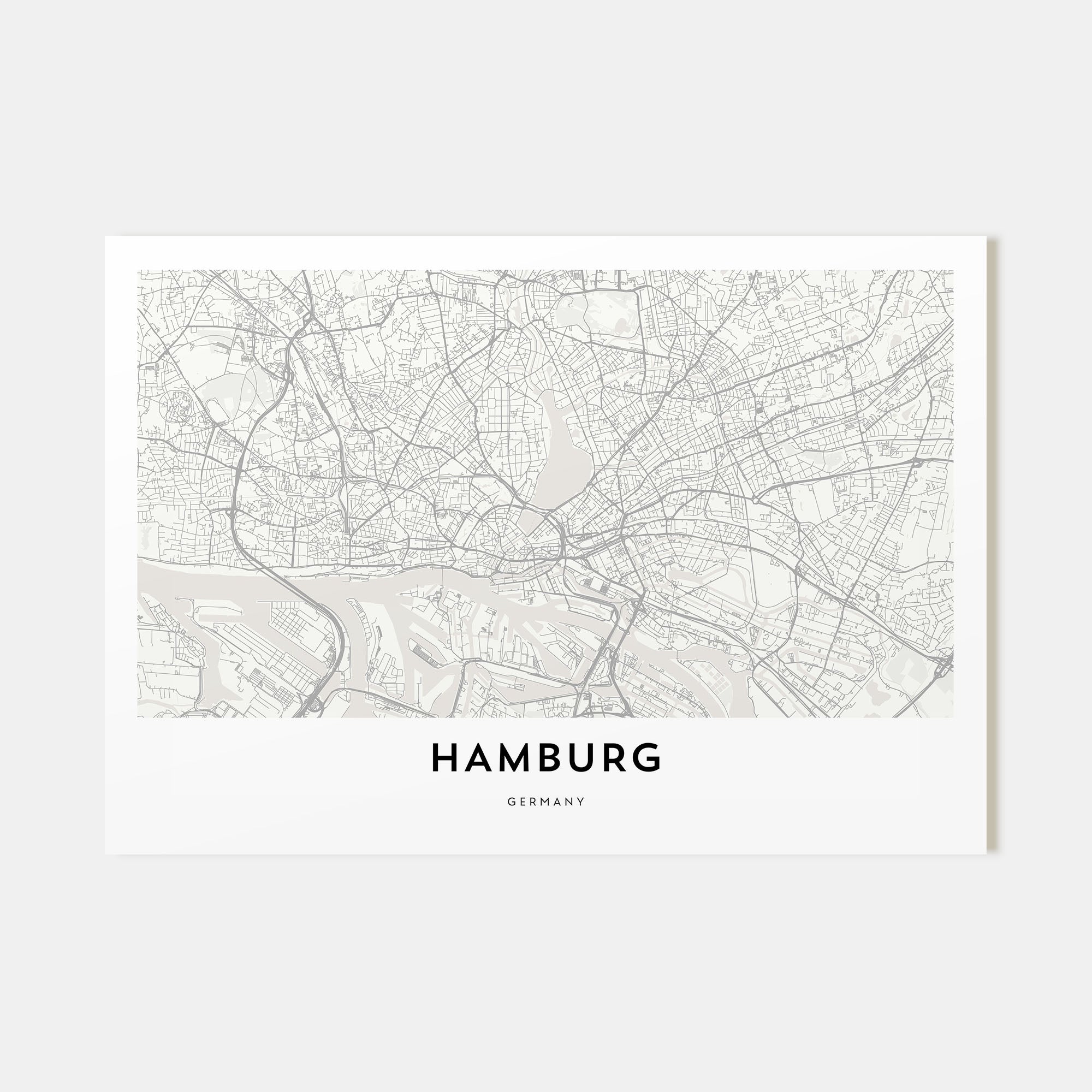Hamburg Map Landscape Poster
