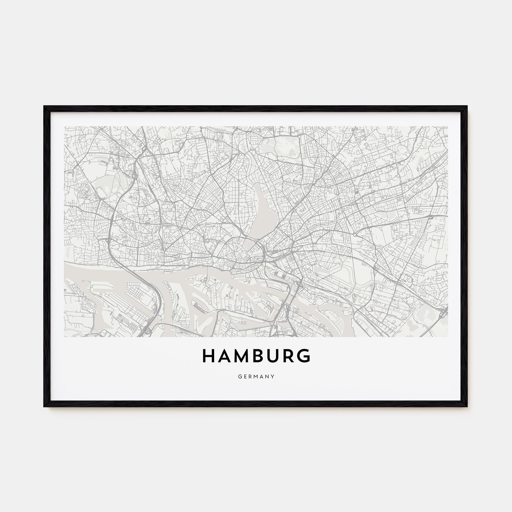Hamburg Map Landscape Poster