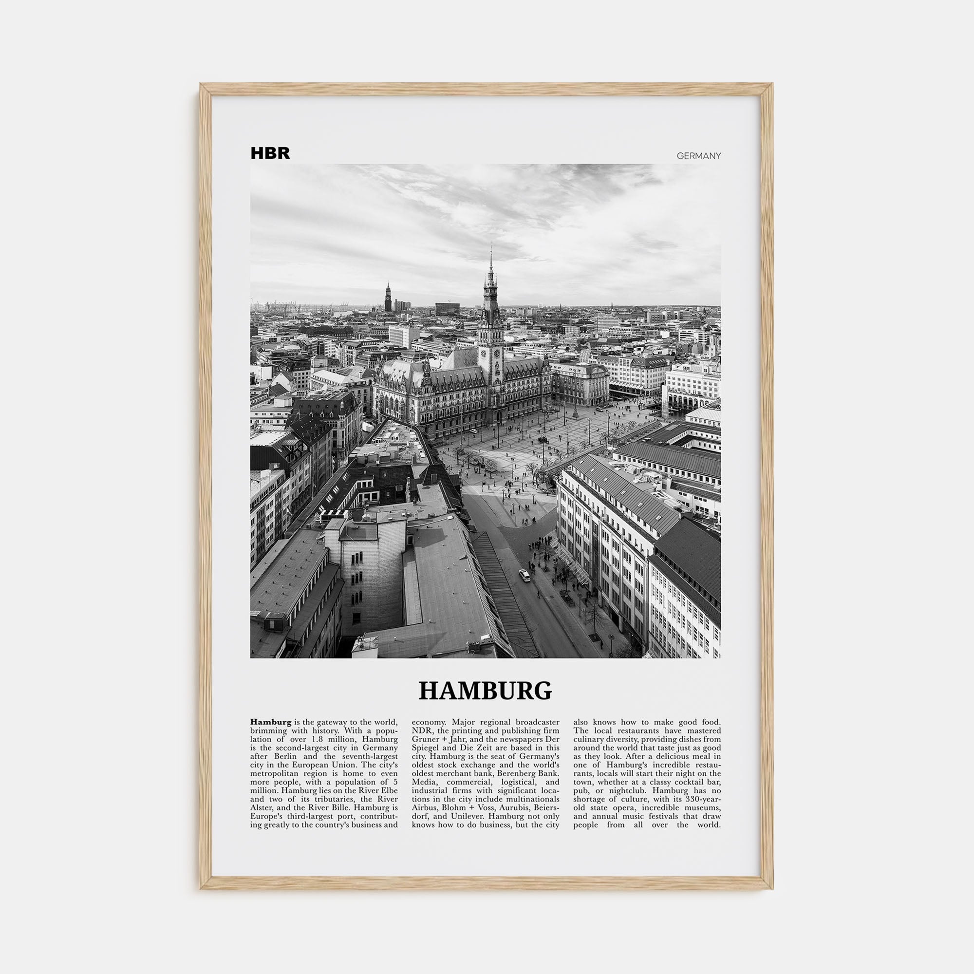 Hamburg Travel B&W No 1 Poster