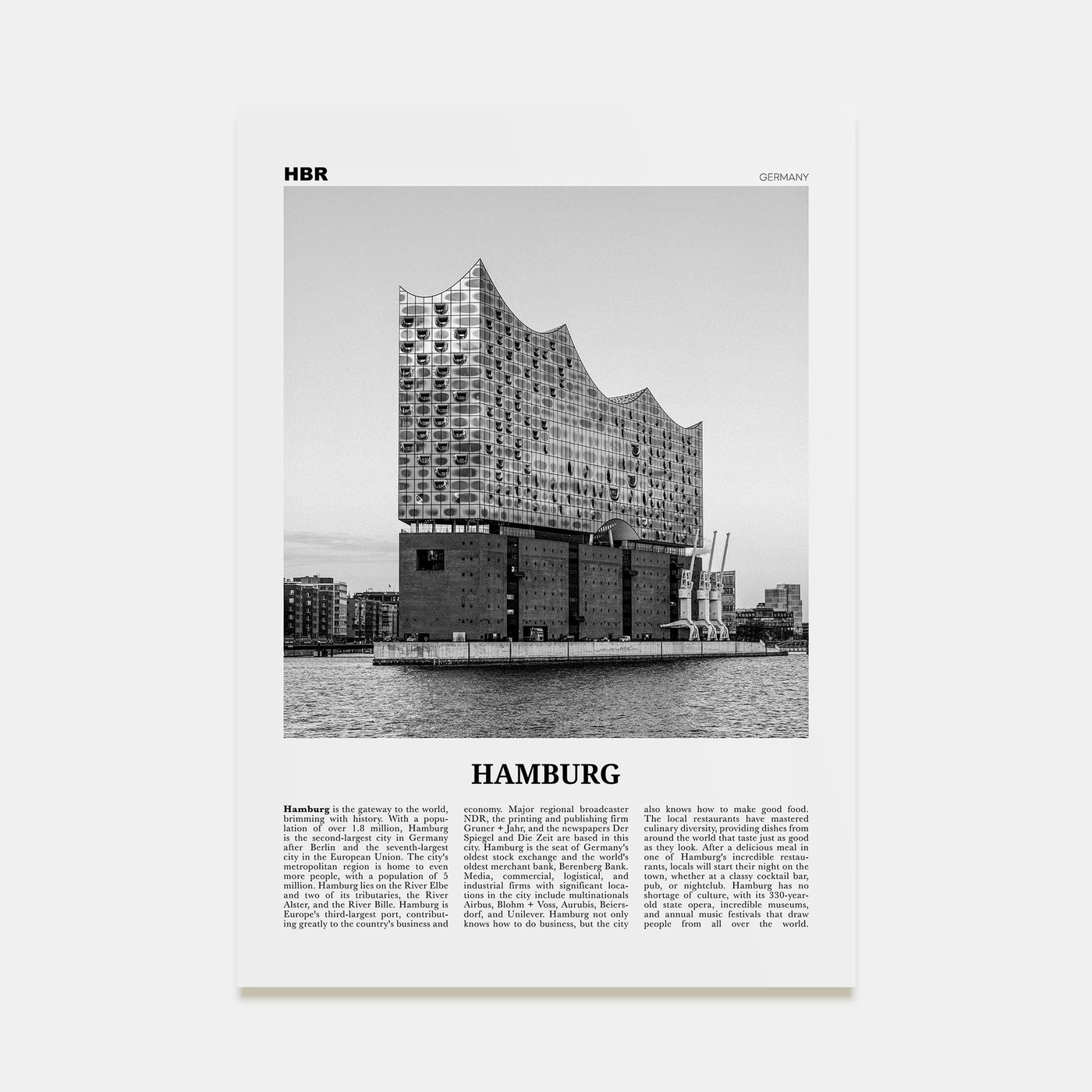 Hamburg Travel B&W No 2 Poster