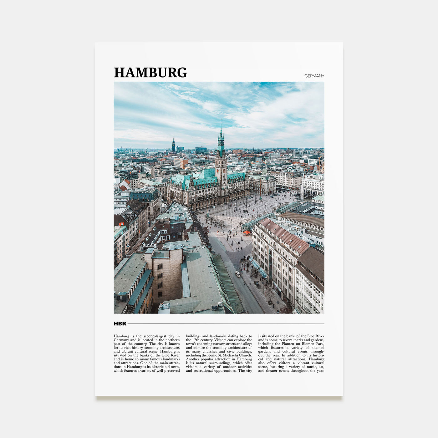 Hamburg Travel Color Poster