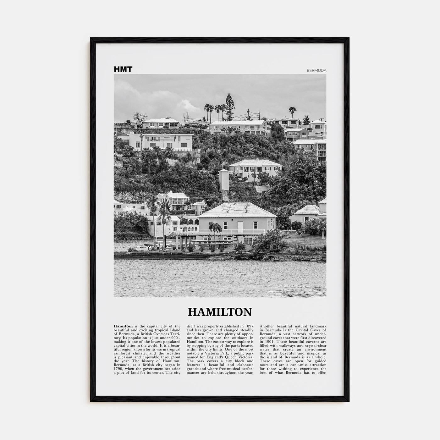 Hamilton, Bermuda Travel B&W Poster