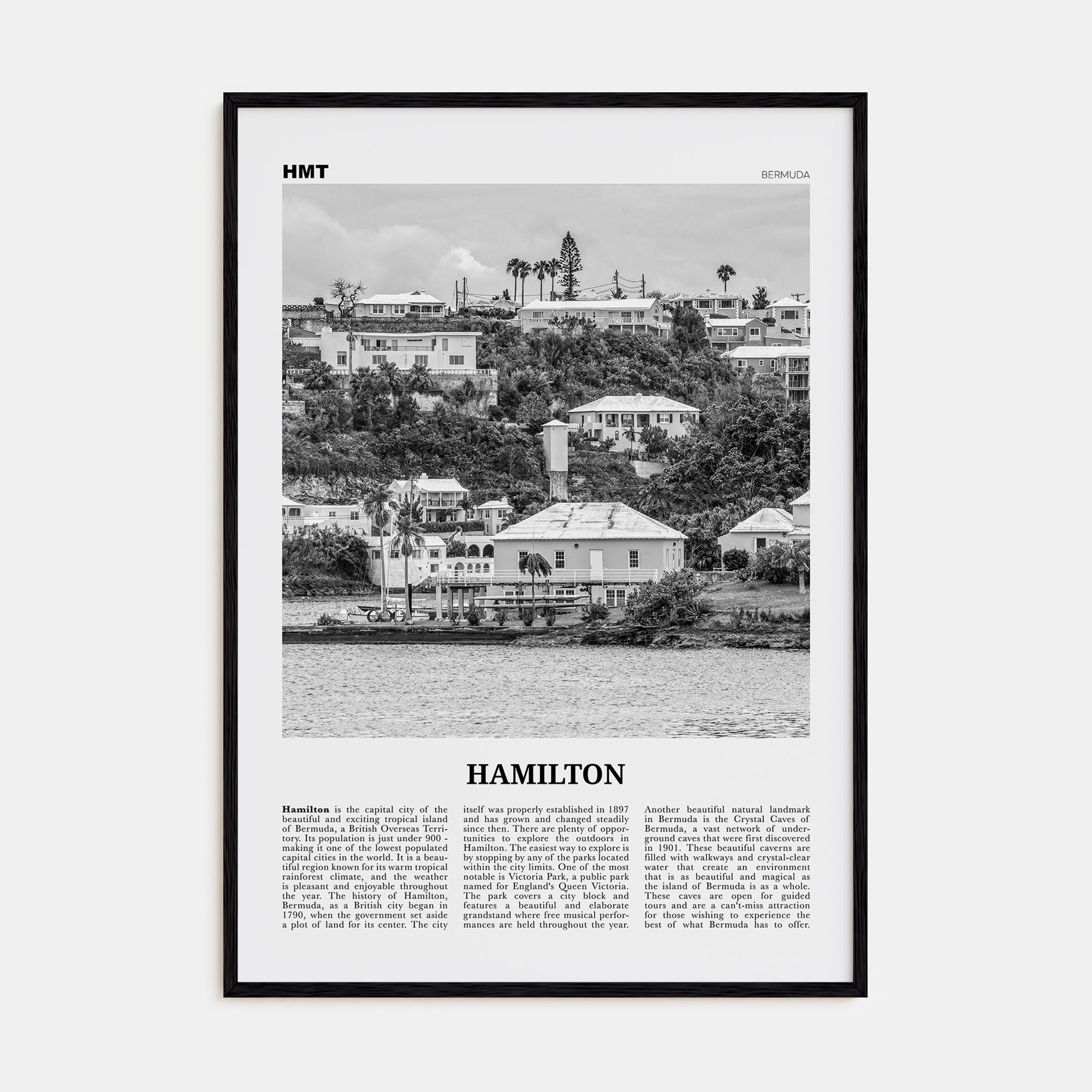 Hamilton, Bermuda Travel B&W Poster