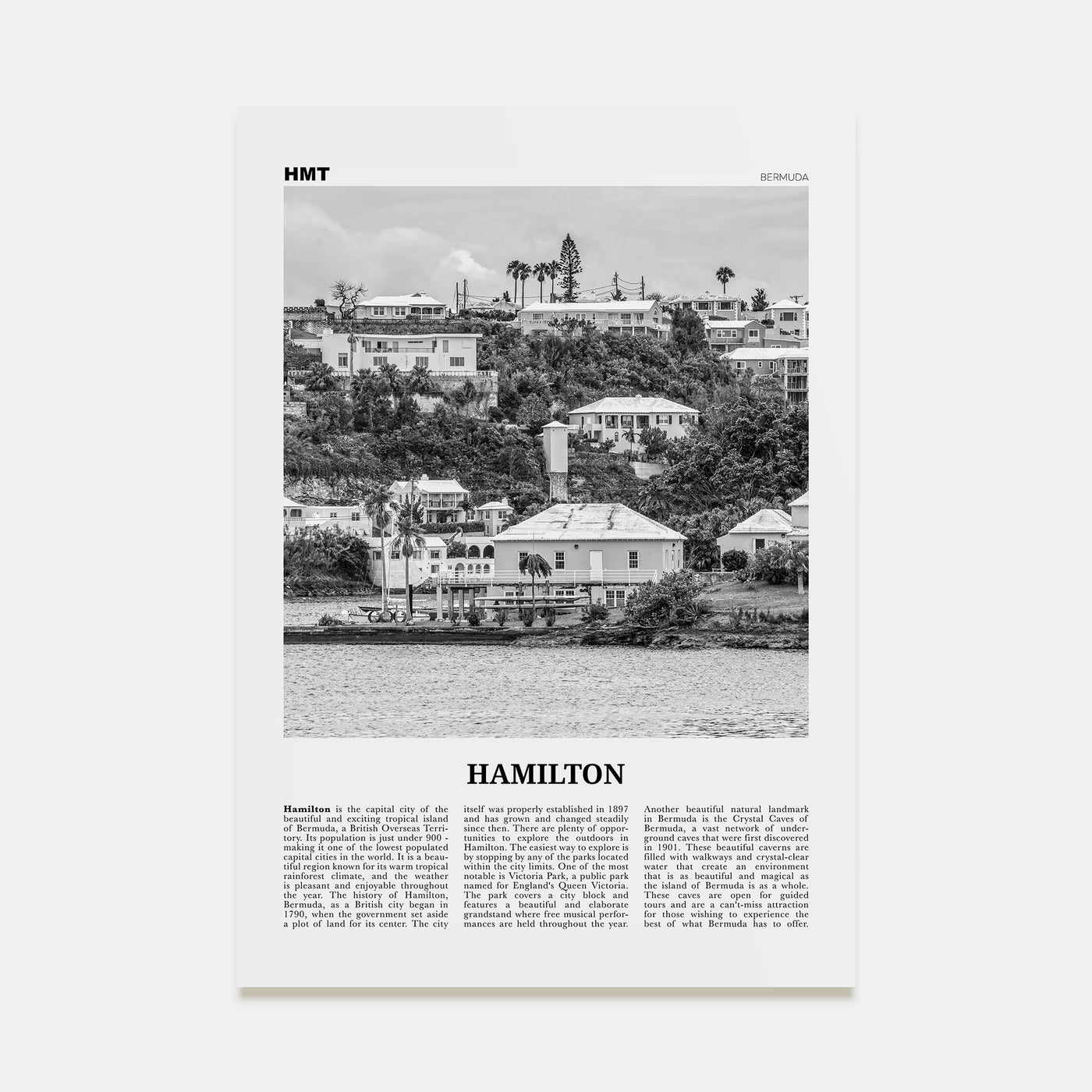 Hamilton, Bermuda Travel B&W Poster