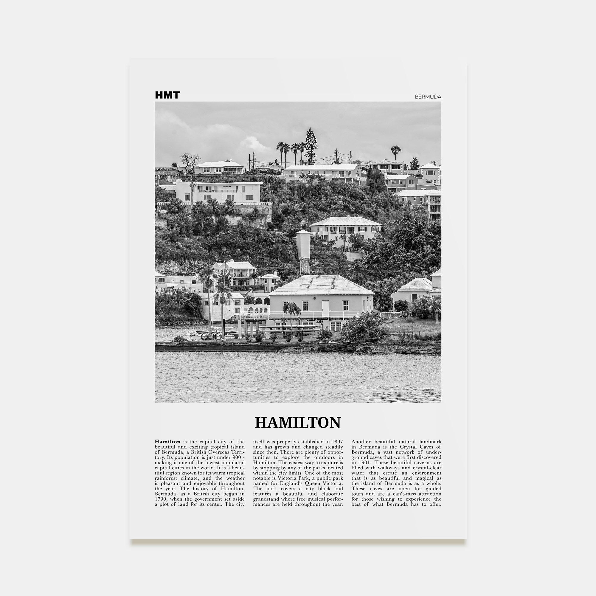 Hamilton, Bermuda Travel B&W Poster