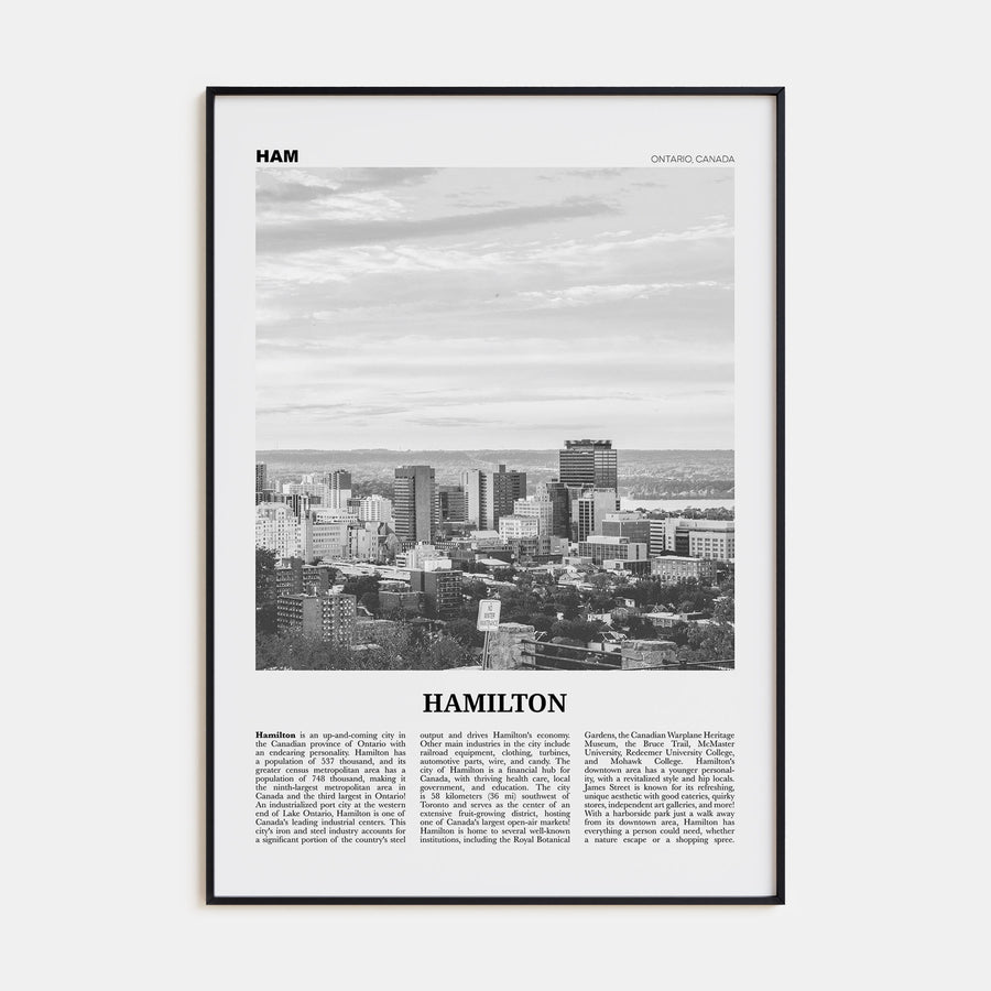 Hamilton, Canada Travel B&W No 1 Poster
