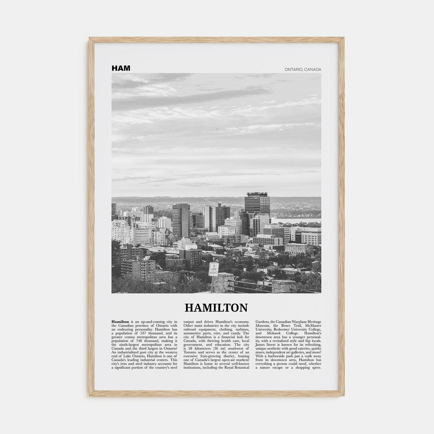 Hamilton, Canada Travel B&W No 1 Poster