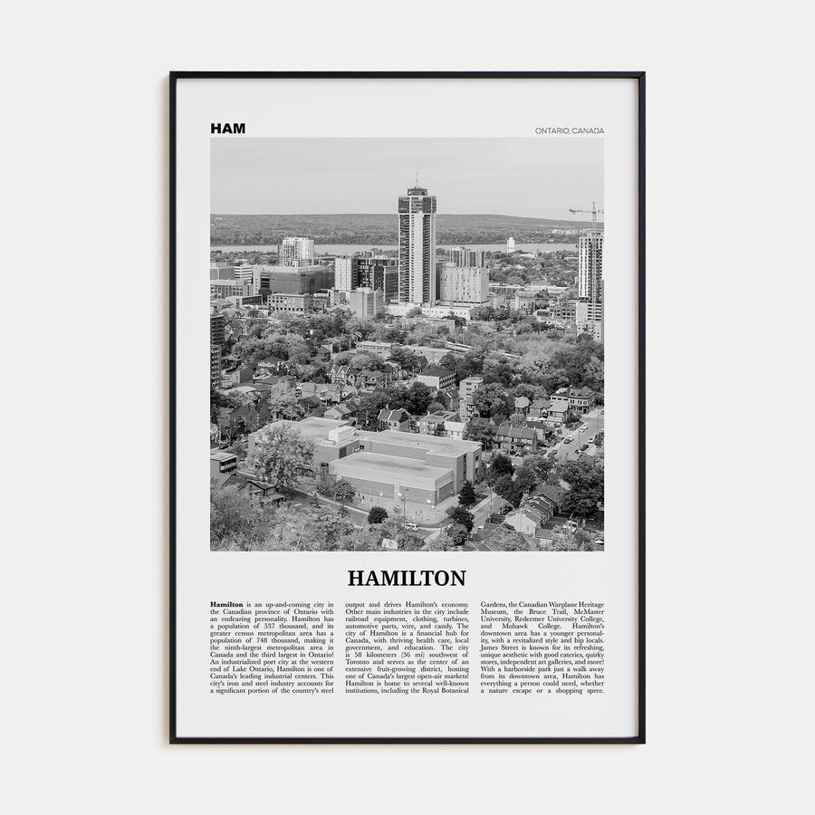 Hamilton, Canada Travel B&W No 2 Poster