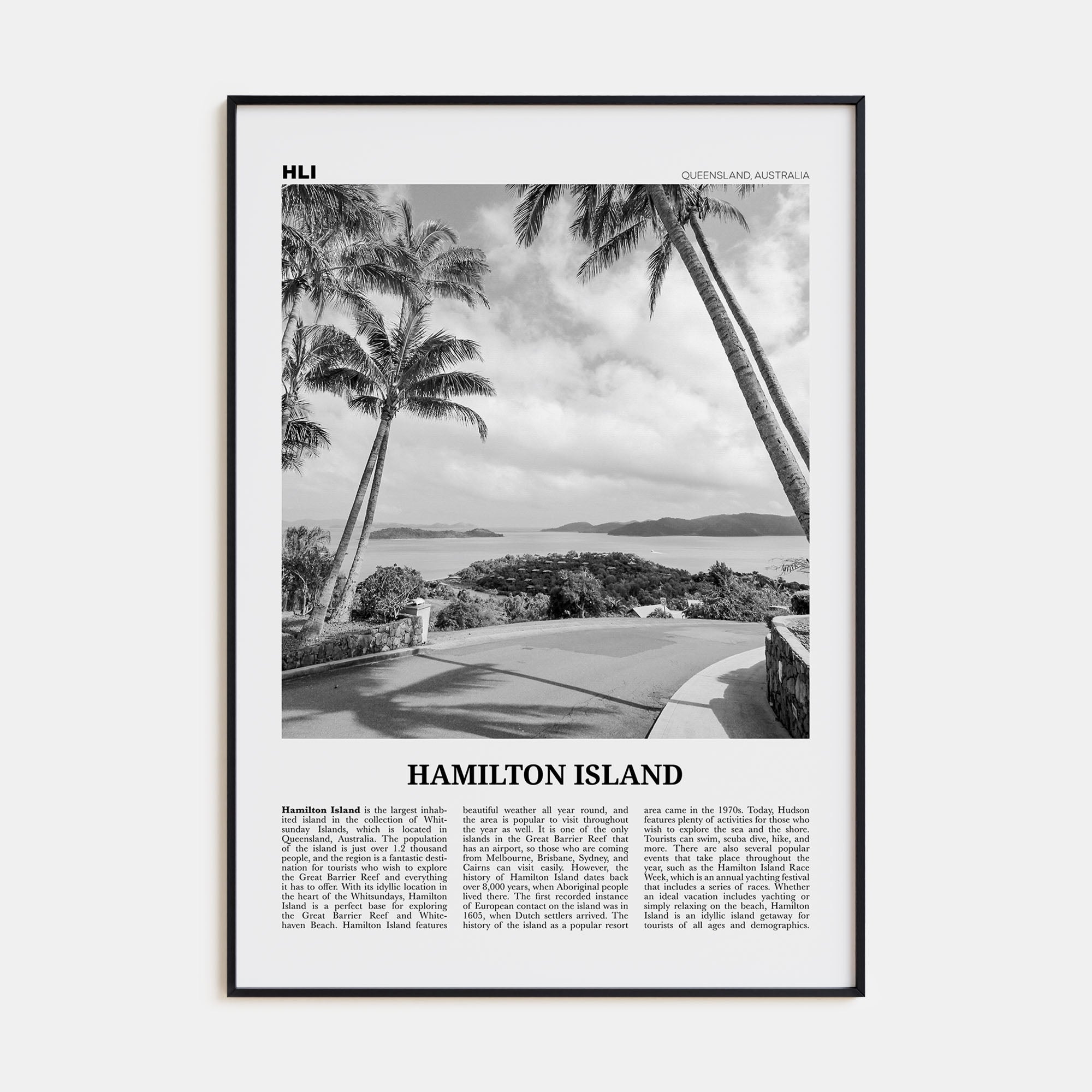 Hamilton Island Travel B&W Poster