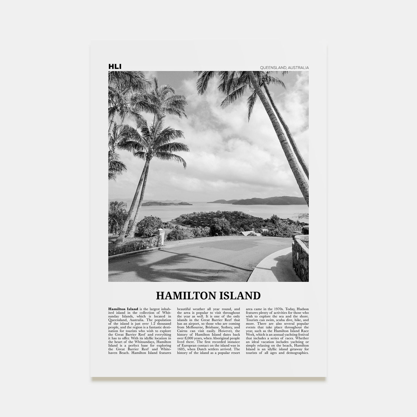 Hamilton Island Travel B&W Poster