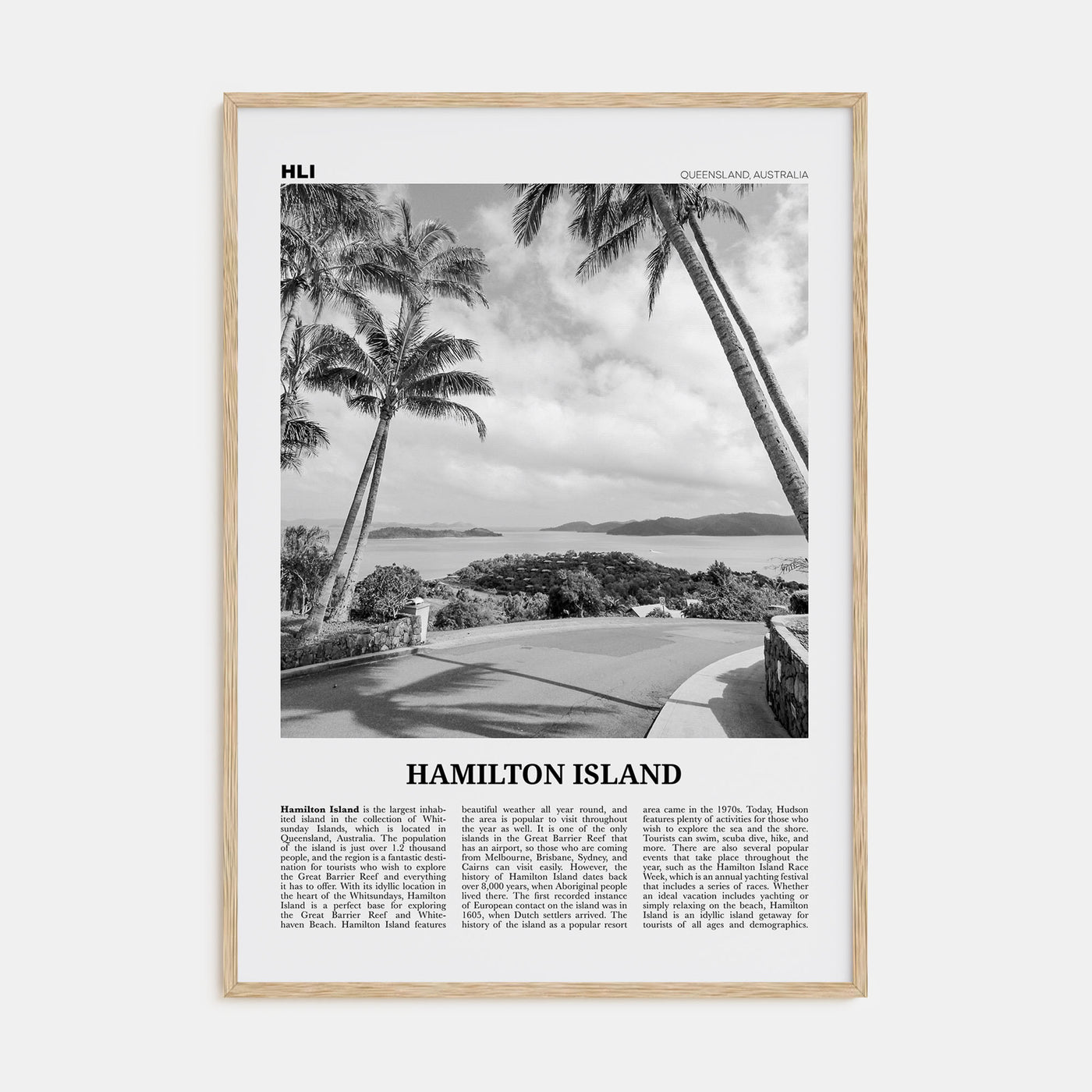 Hamilton Island Travel B&W Poster