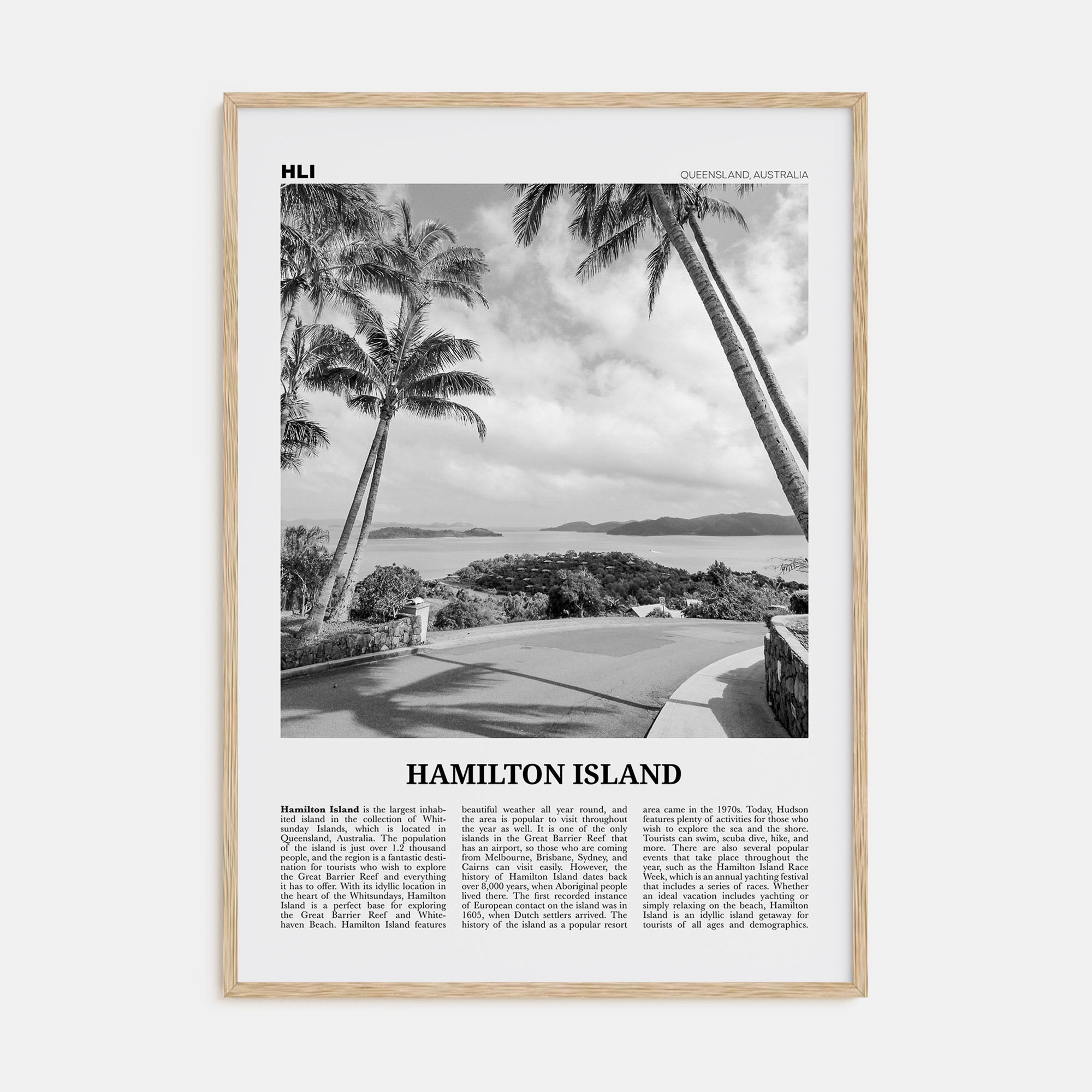 Hamilton Island Travel B&W Poster