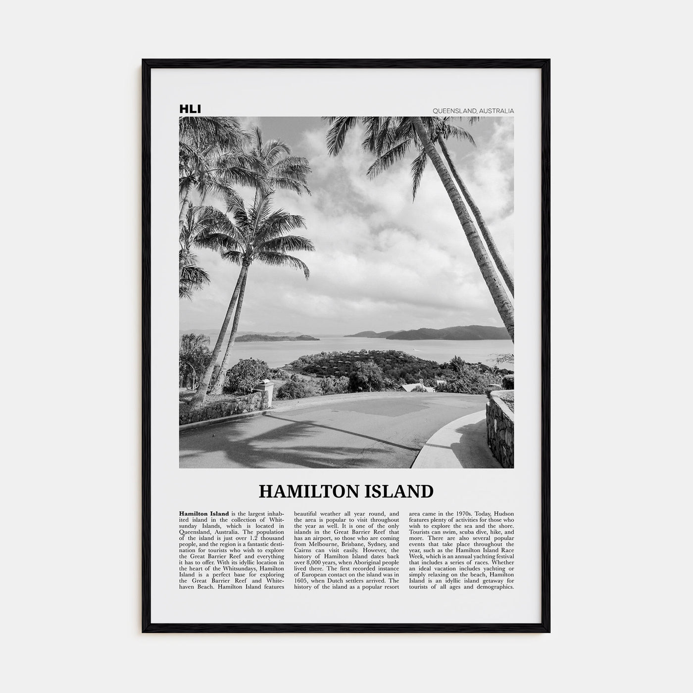 Hamilton Island Travel B&W Poster