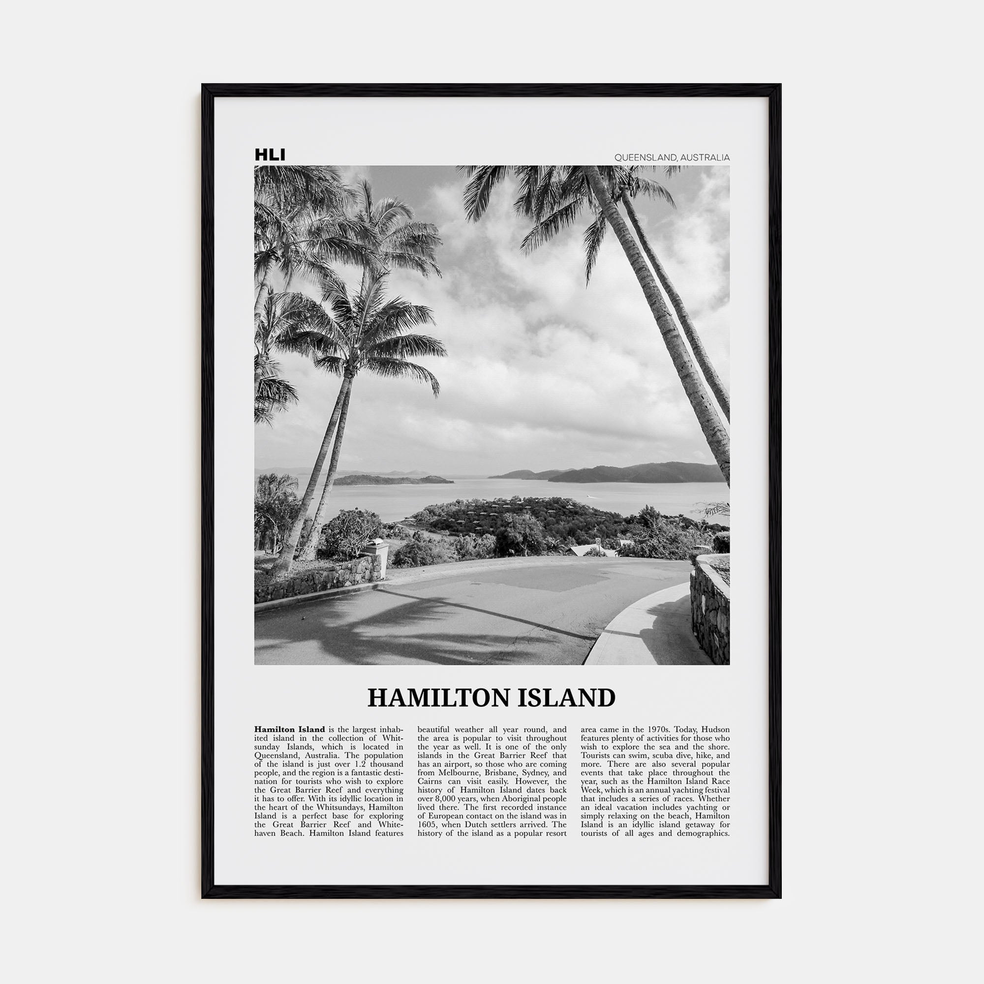 Hamilton Island Travel B&W Poster