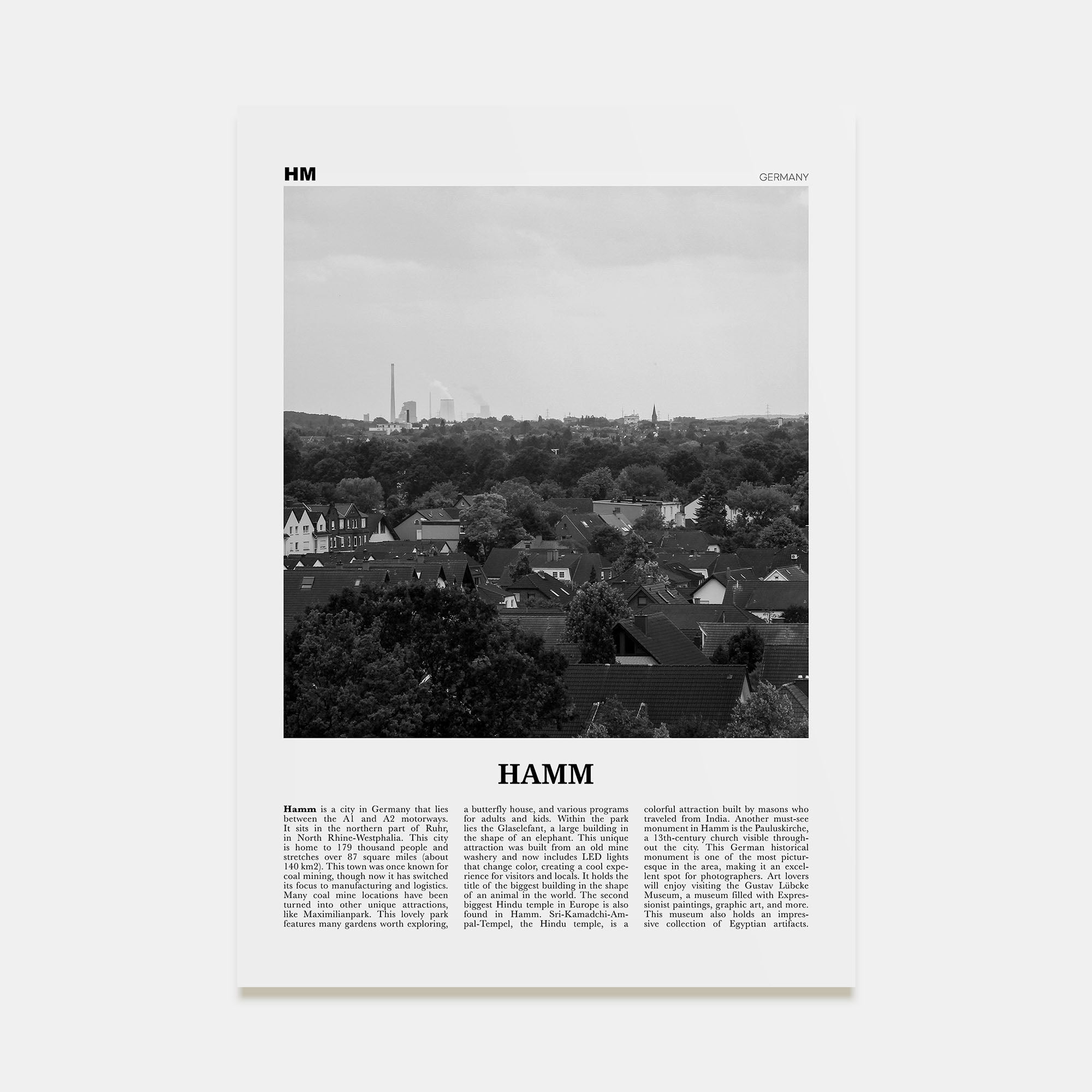Hamm Travel B&W Poster