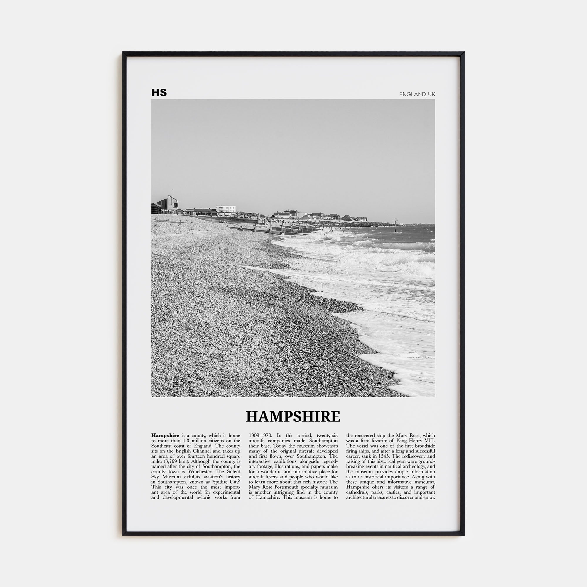 Hampshire Travel B&W Poster
