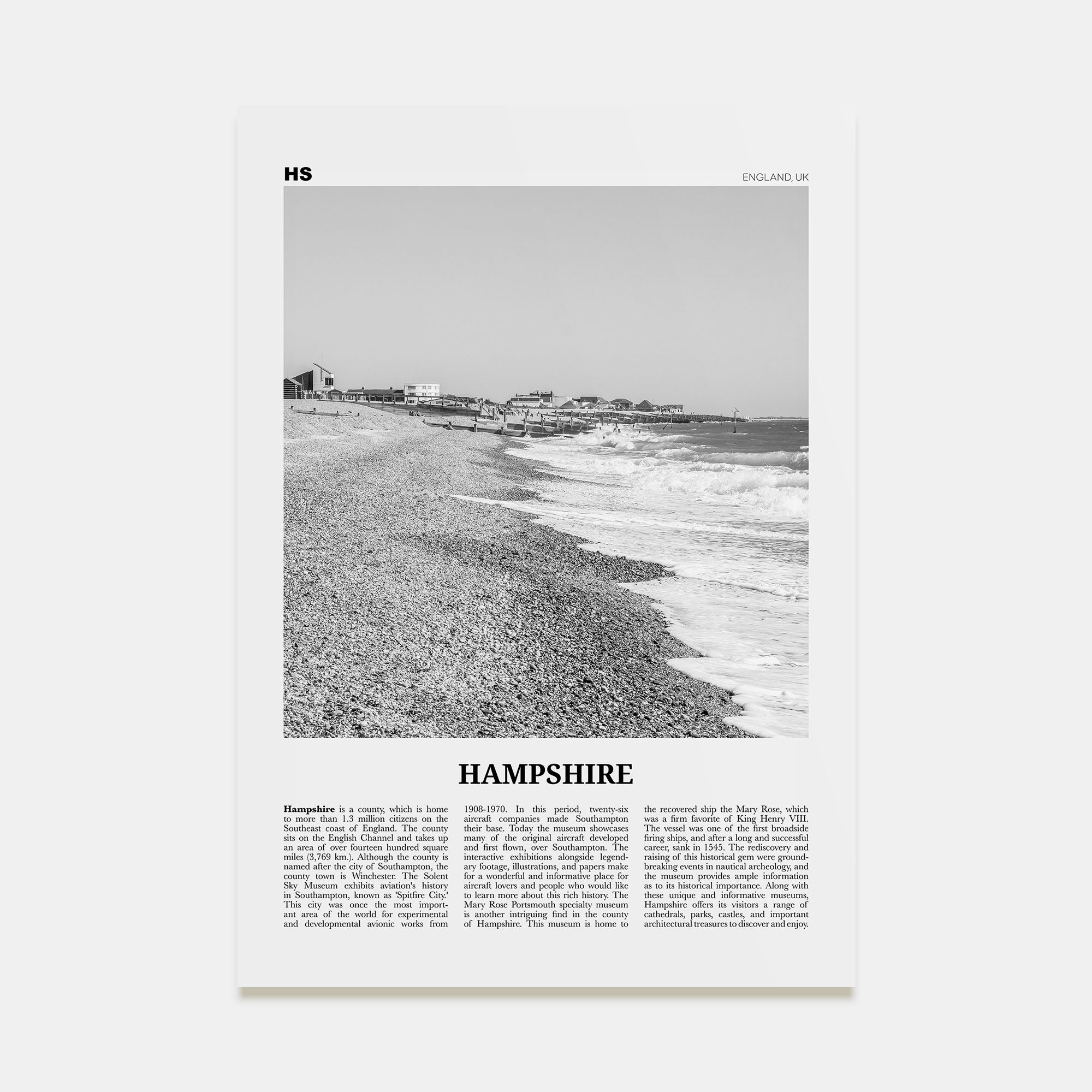Hampshire Travel B&W Poster