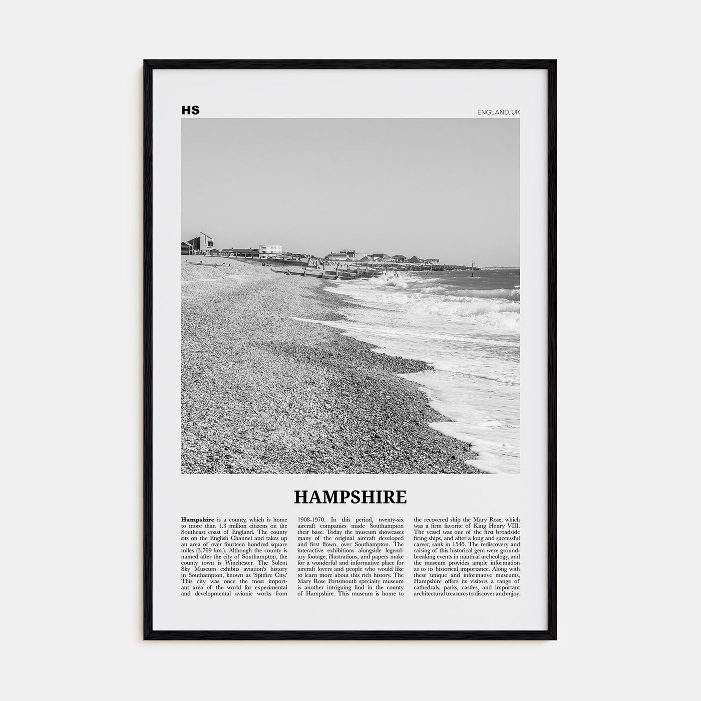 Hampshire Travel B&W Poster