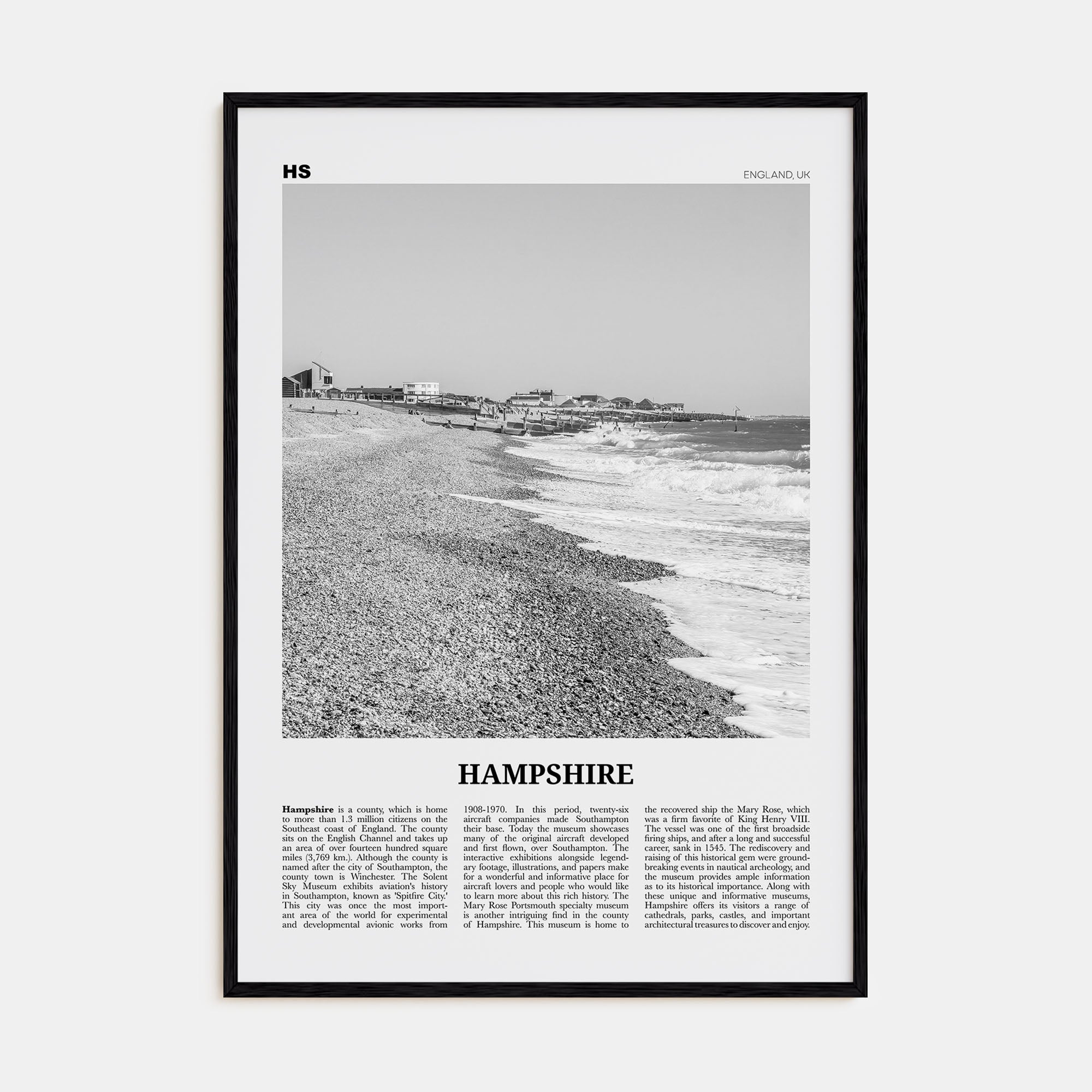 Hampshire Travel B&W Poster