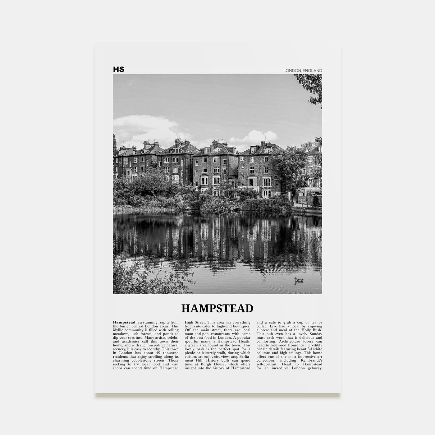 Hampstead Travel B&W Poster