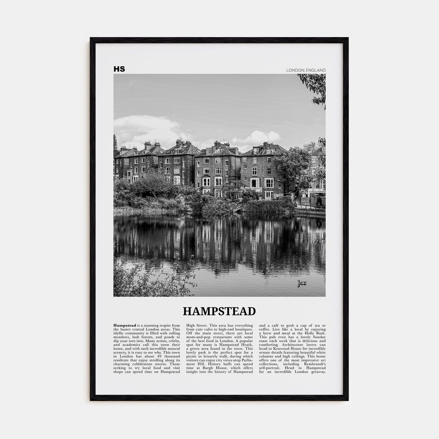 Hampstead Travel B&W Poster