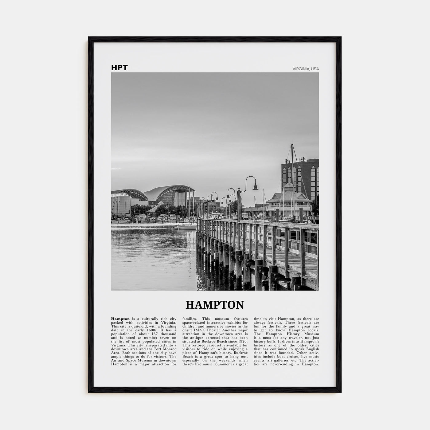 Hampton Travel B&W Poster