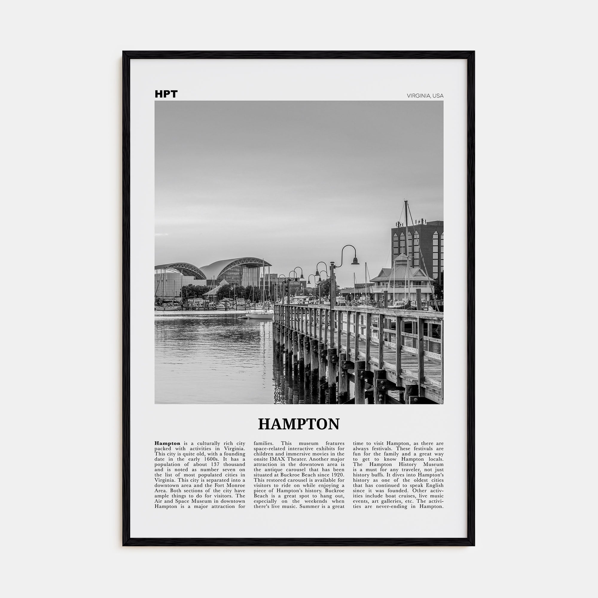 Hampton Travel B&W Poster