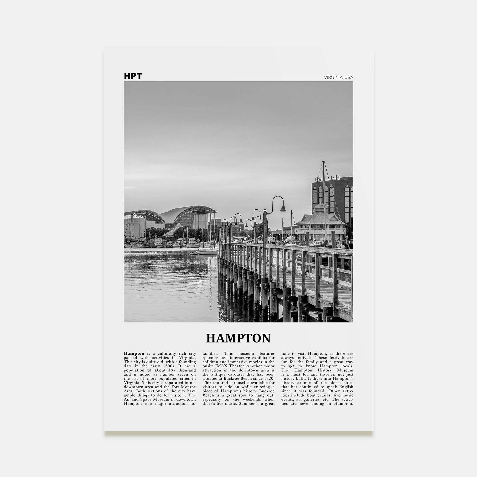 Hampton Travel B&W Poster