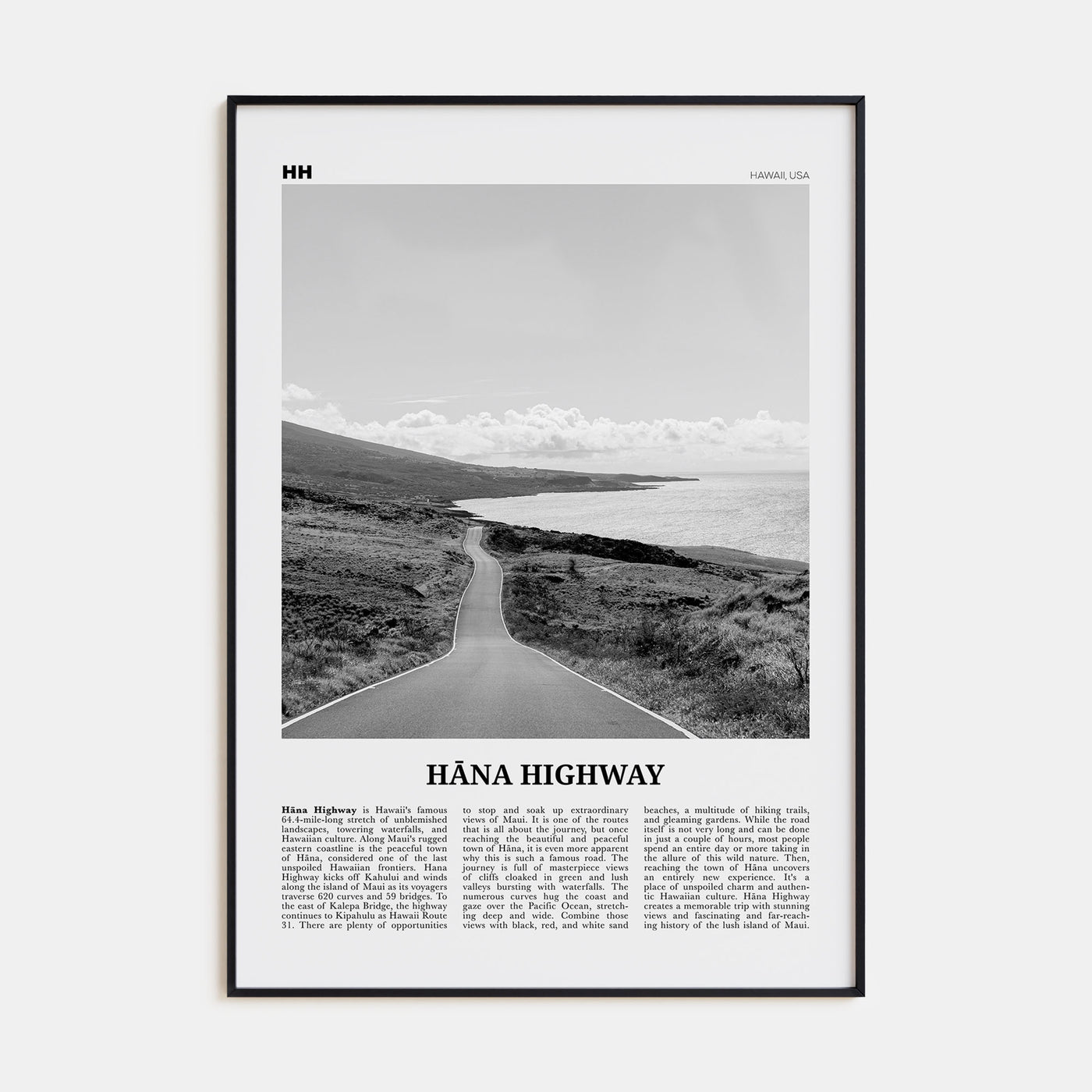 Hana Highway Travel B&W Poster
