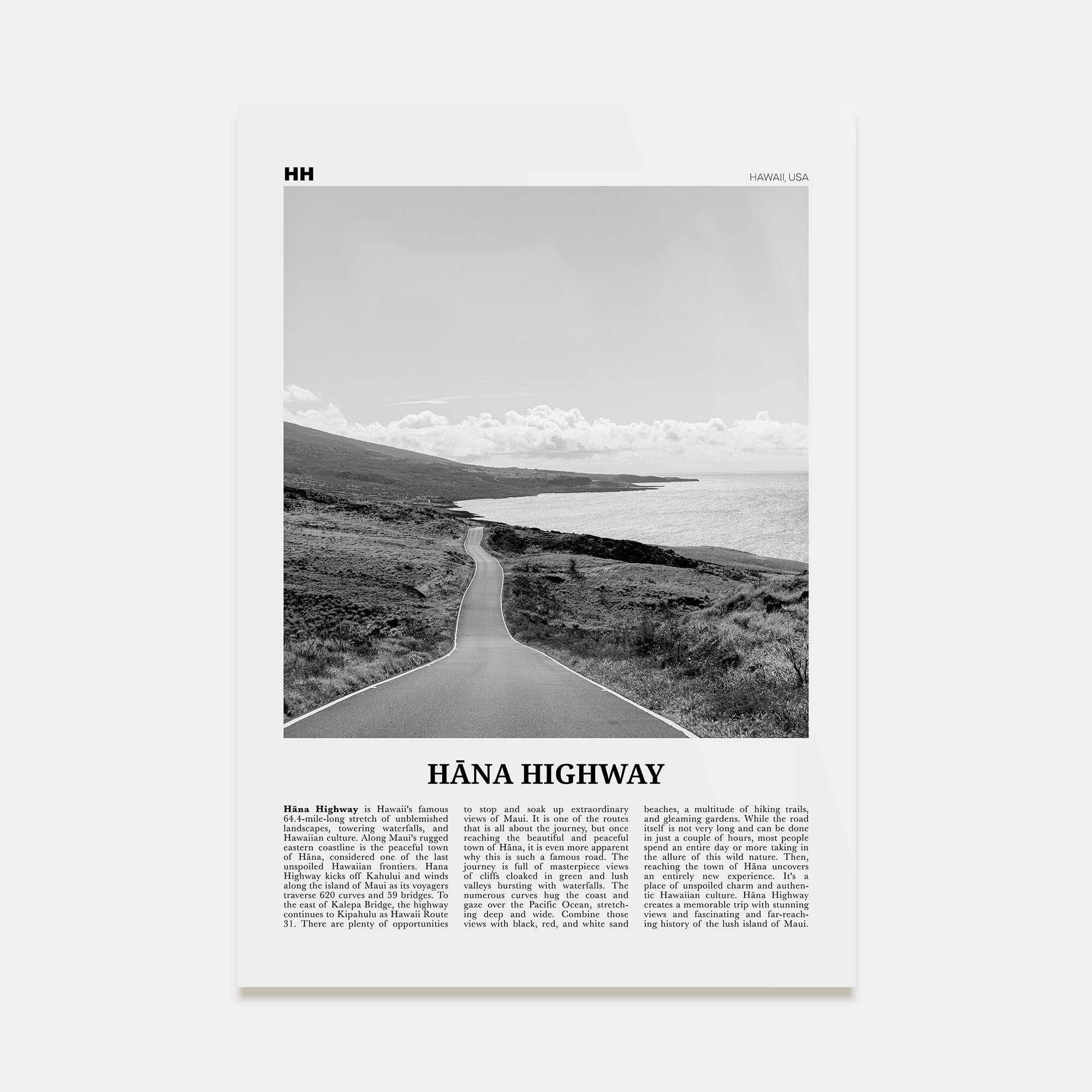 Hana Highway Travel B&W Poster