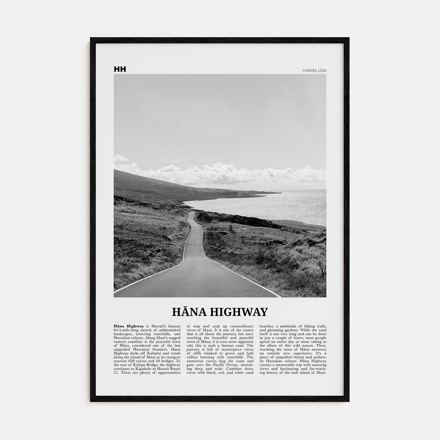 Hana Highway Travel B&W Poster
