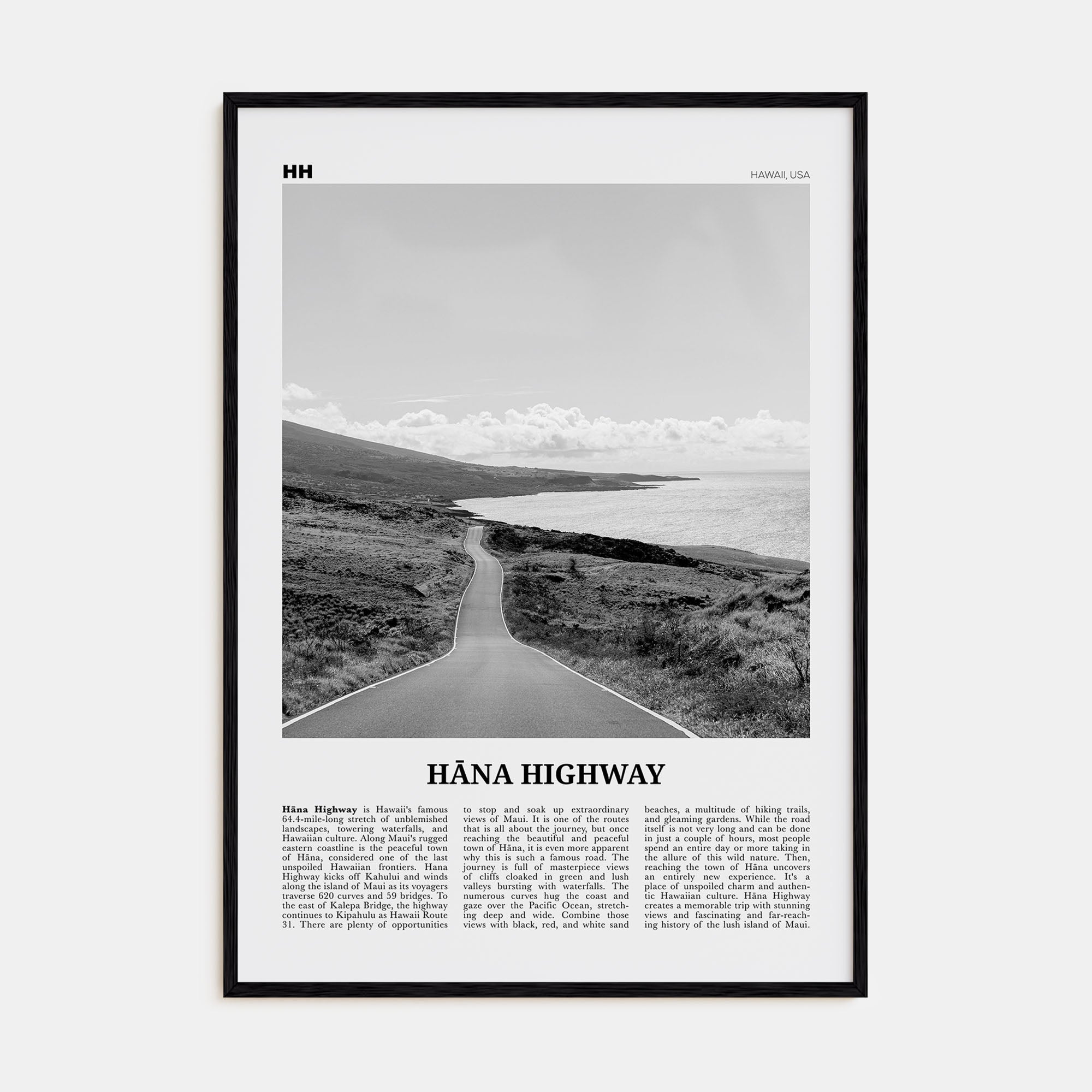 Hana Highway Travel B&W Poster