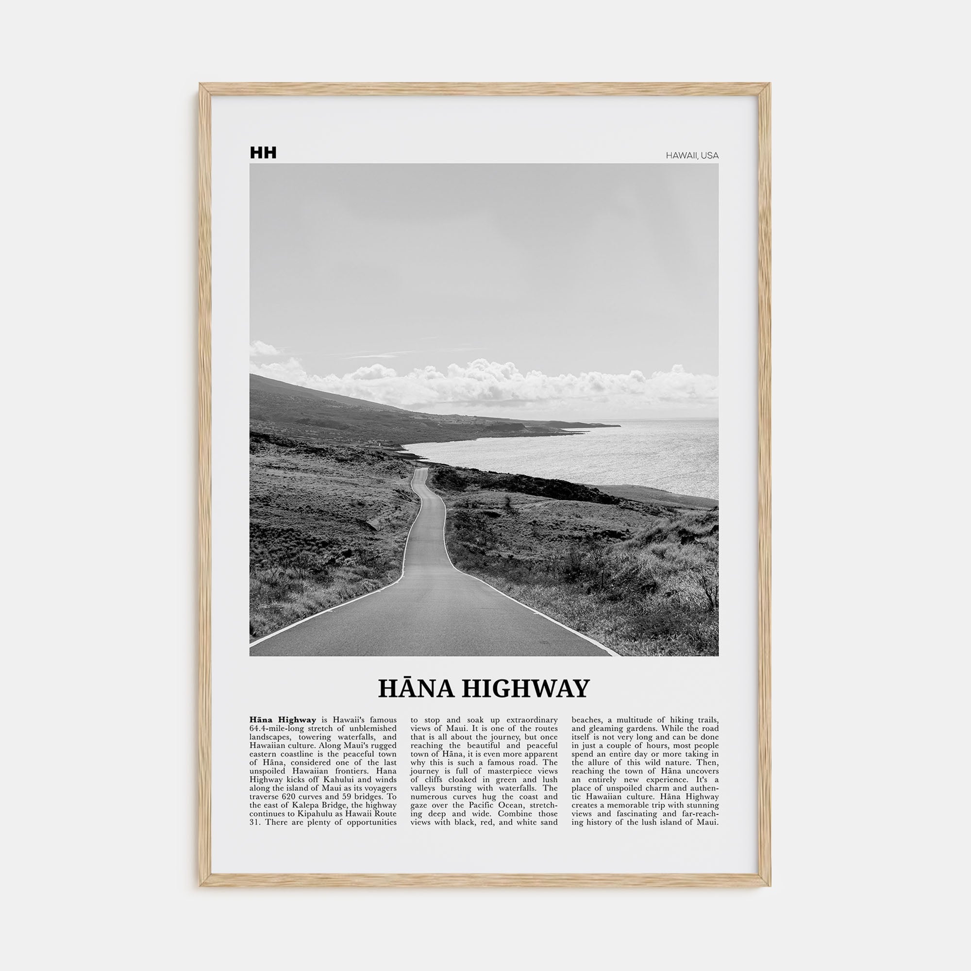 Hana Highway Travel B&W Poster