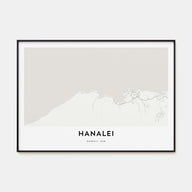 Hanalei Map Landscape Poster