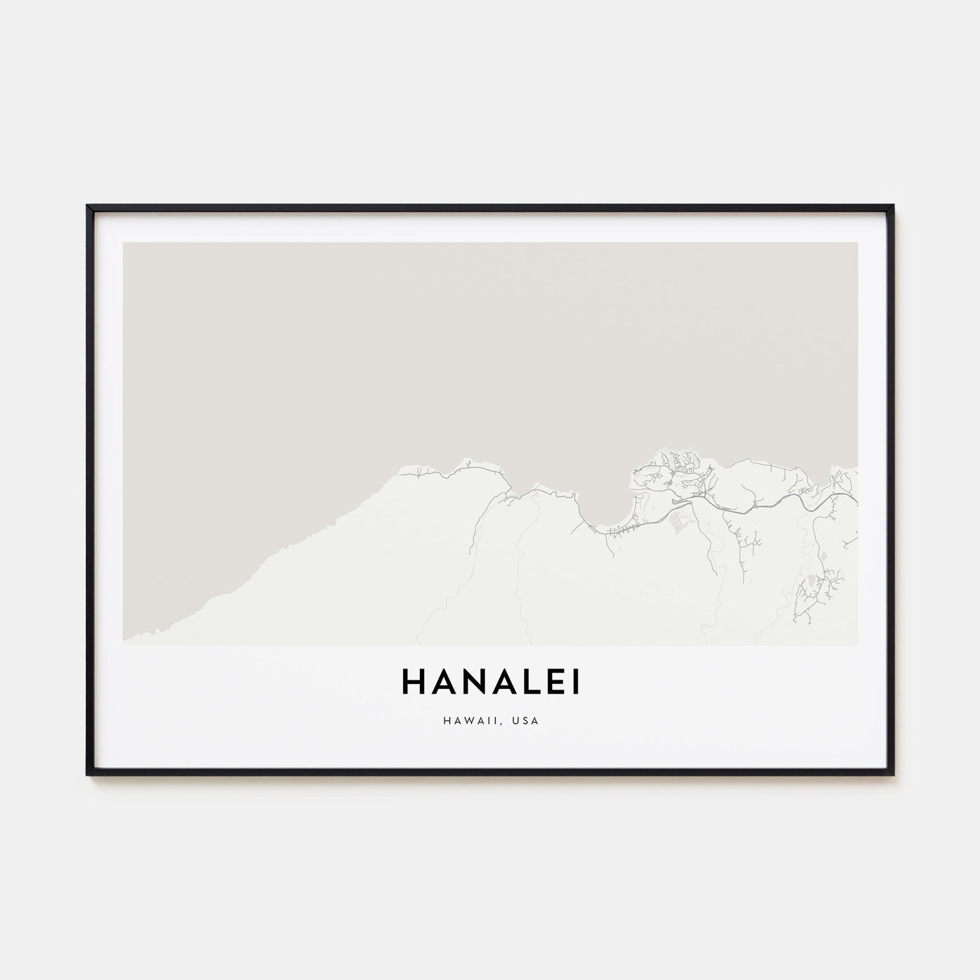 Hanalei Map Landscape Poster