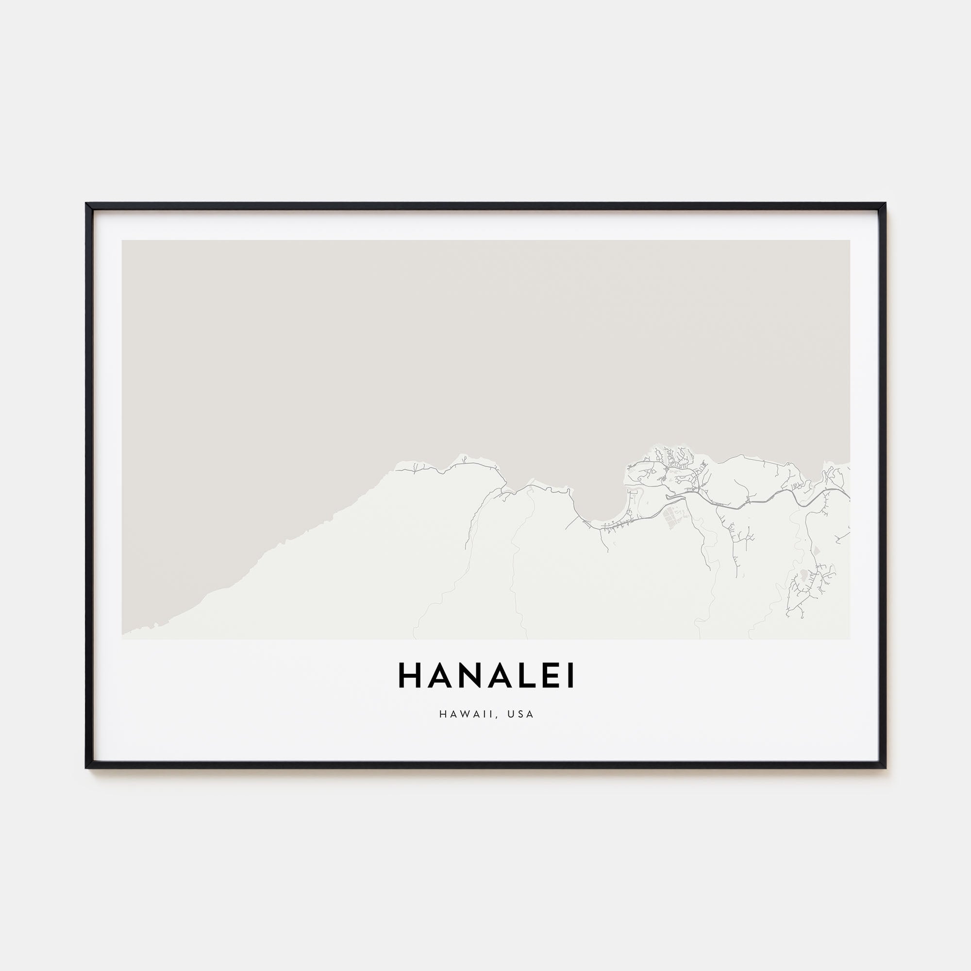 Hanalei Map Landscape Poster