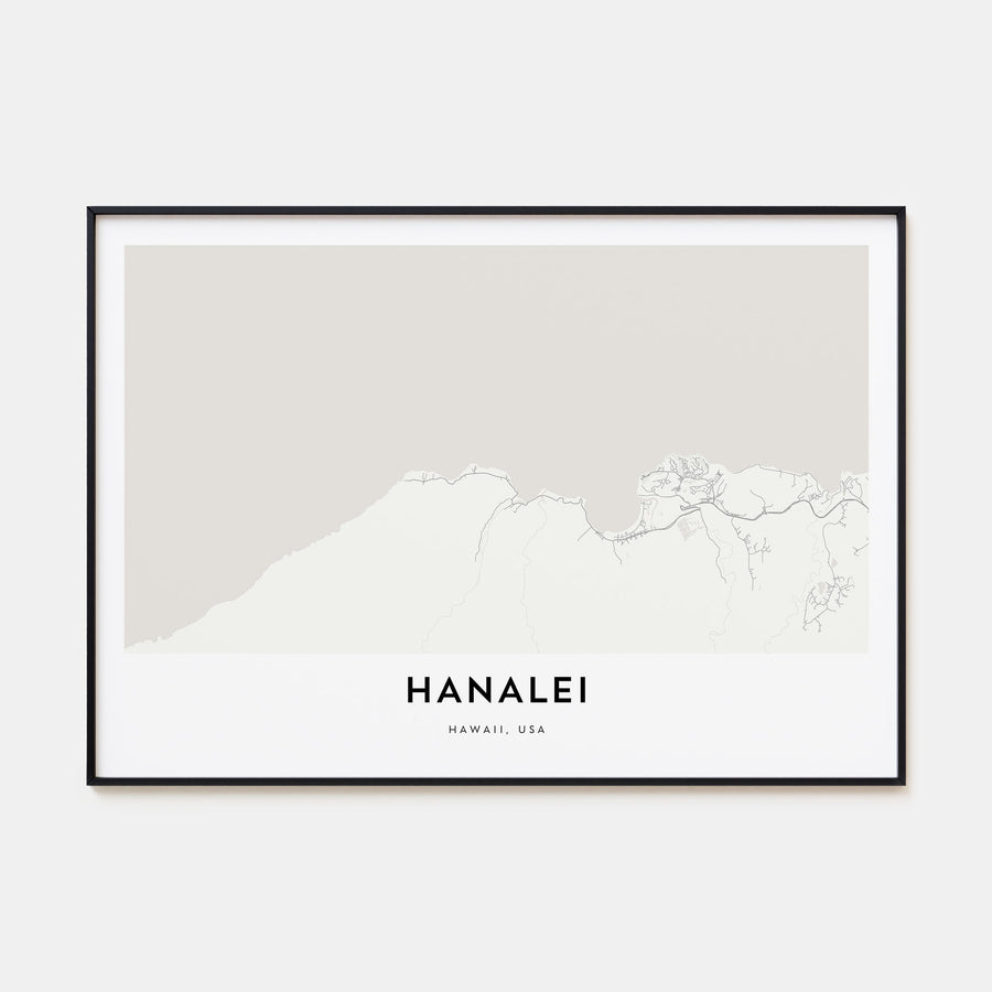 Hanalei Map Landscape Poster