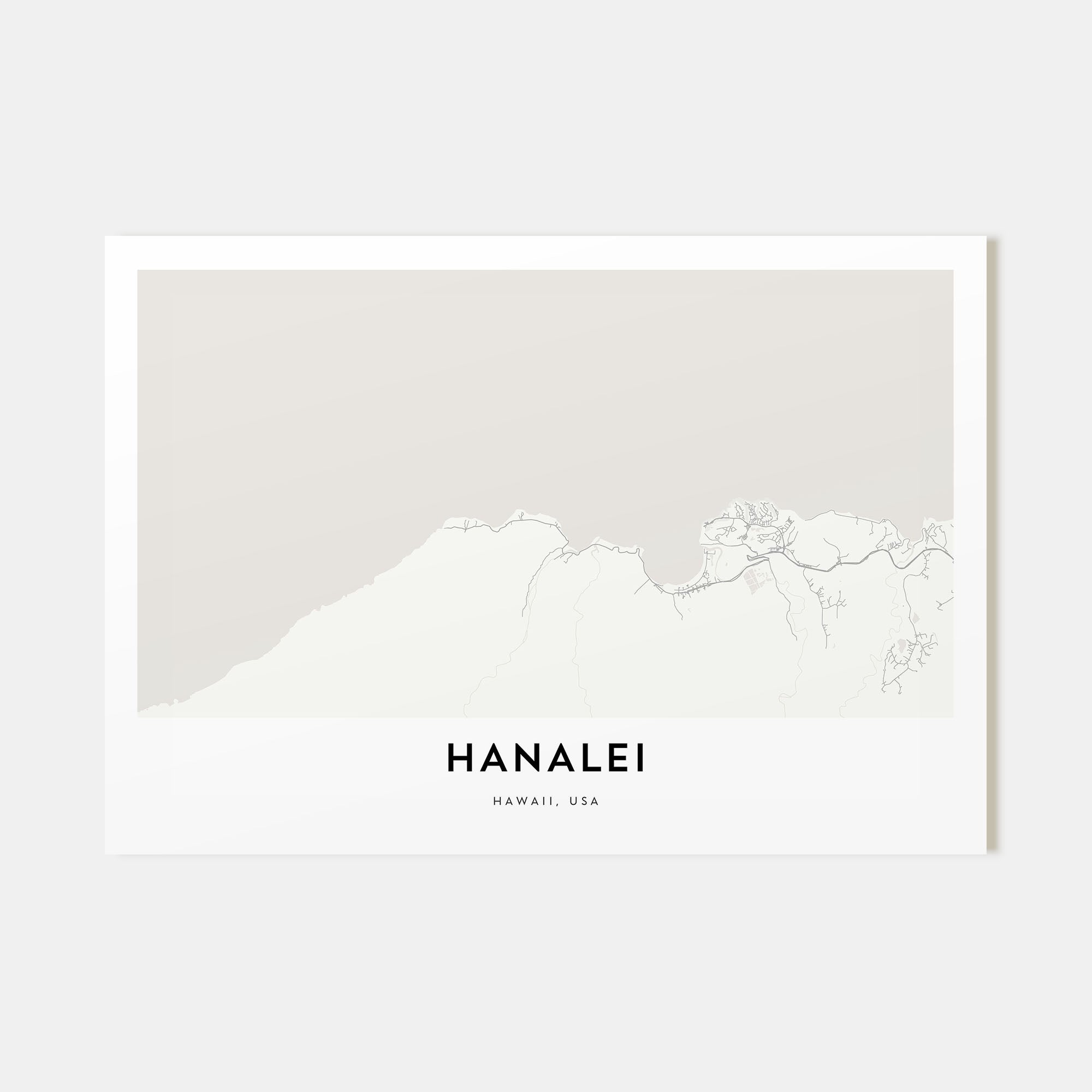 Hanalei Map Landscape Poster