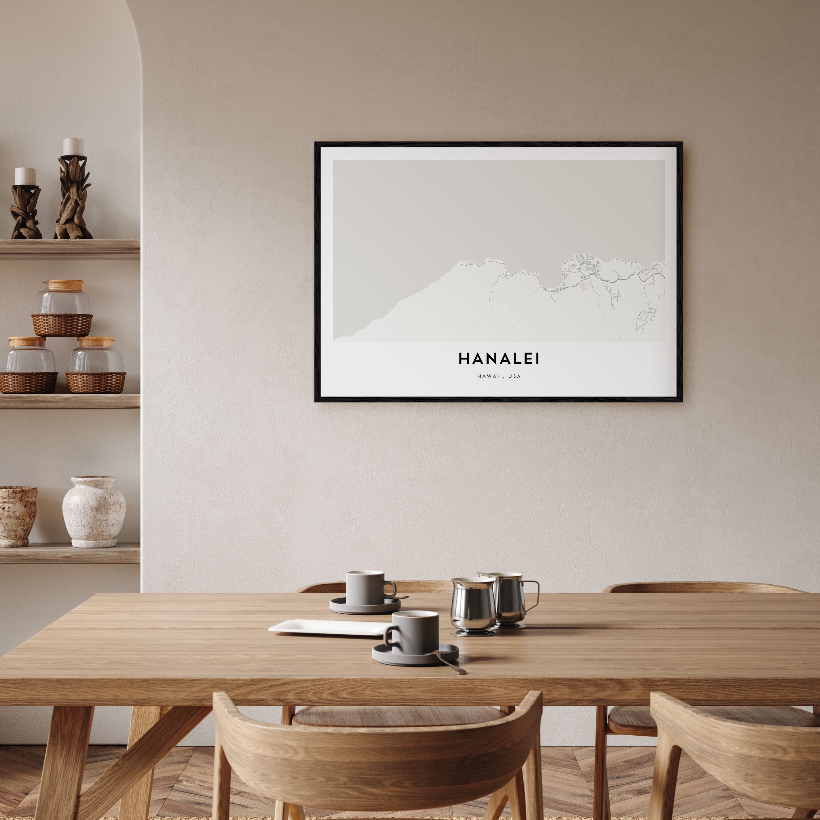 Hanalei Map Landscape Poster