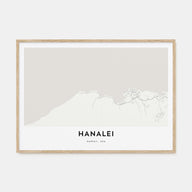 Hanalei Map Landscape Poster