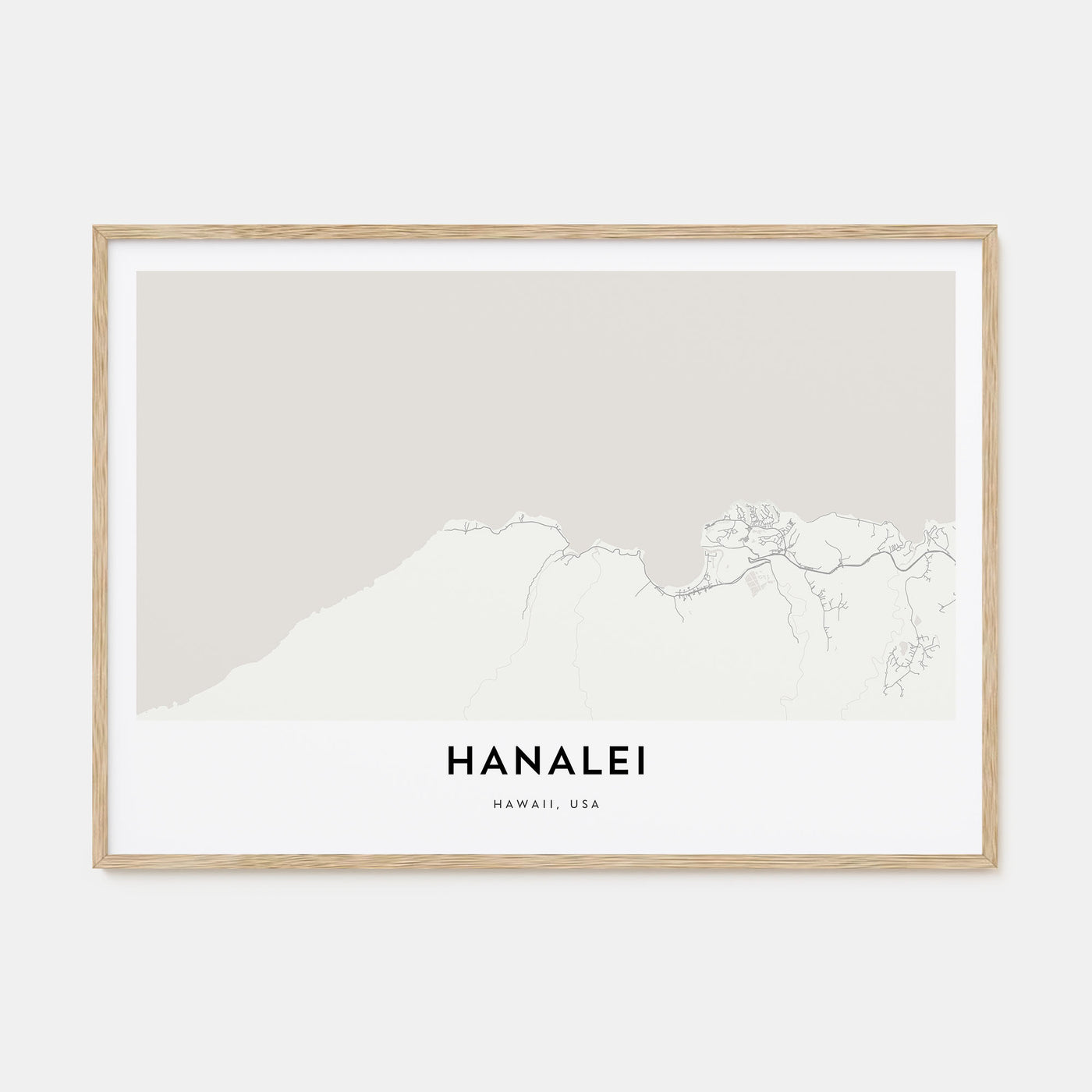 Hanalei Map Landscape Poster