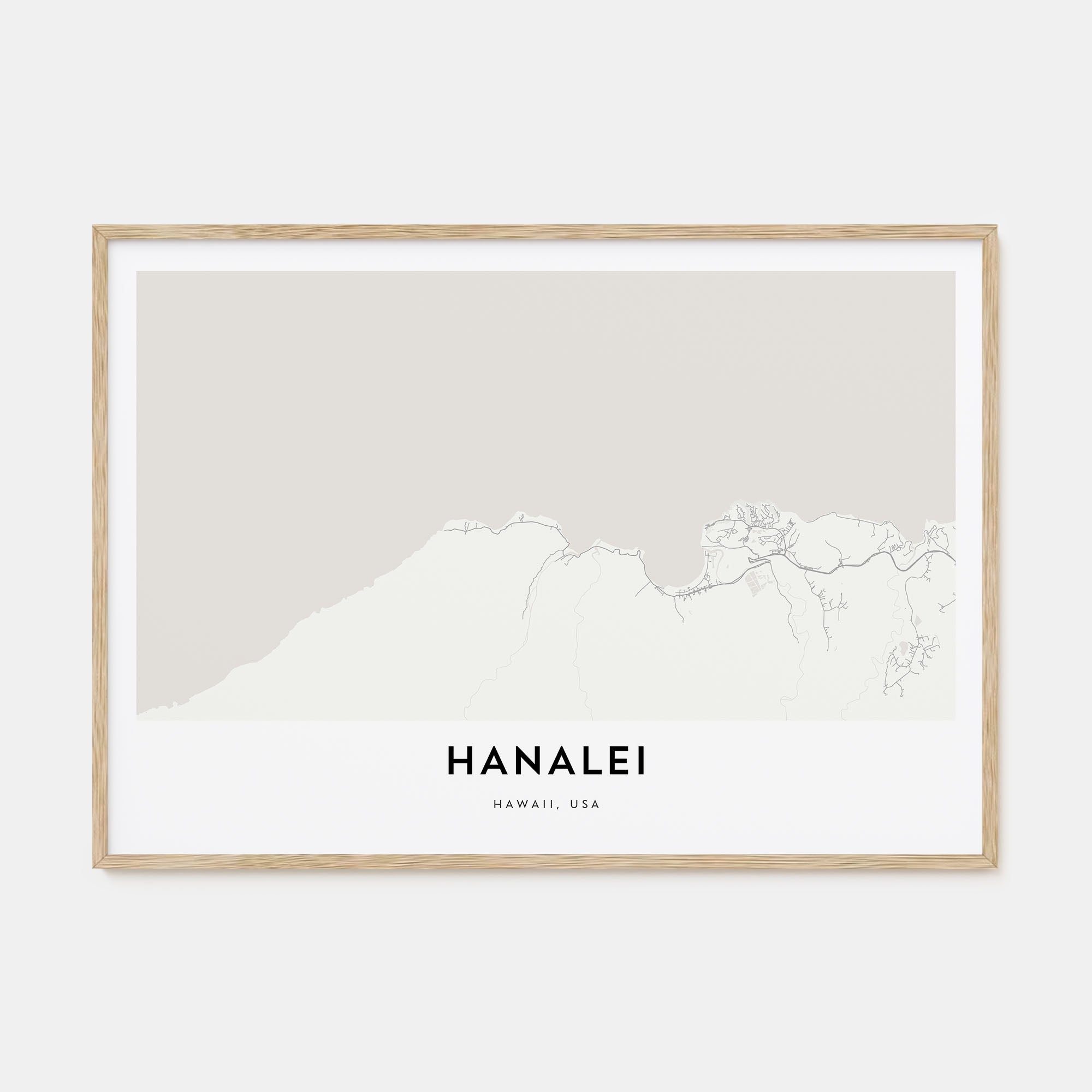 Hanalei Map Landscape Poster