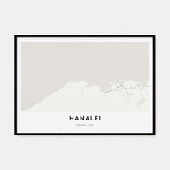 Hanalei Map Landscape Poster