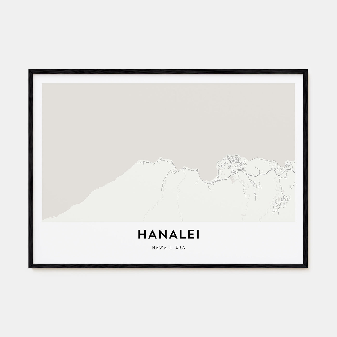 Hanalei Map Landscape Poster