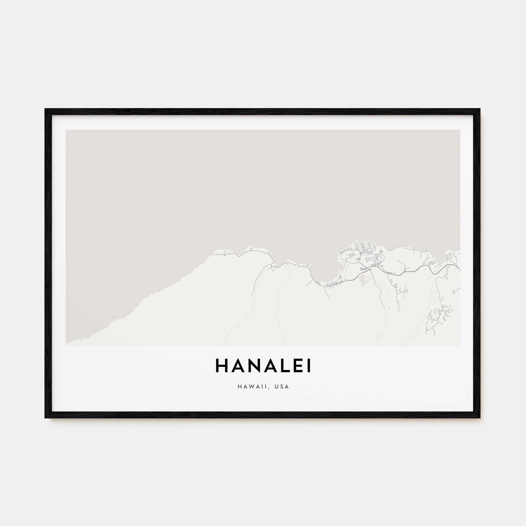 Hanalei Map Landscape Poster