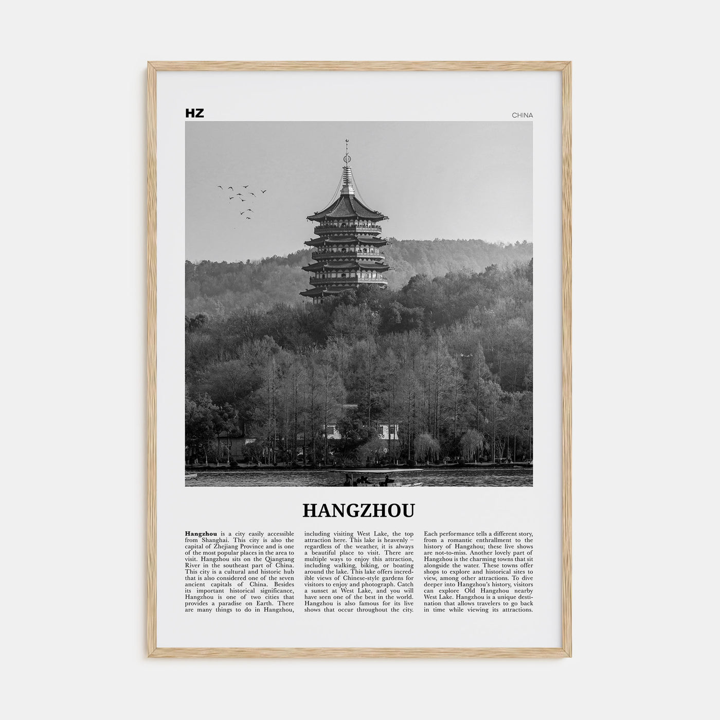 Hangzhou Travel B&W Poster